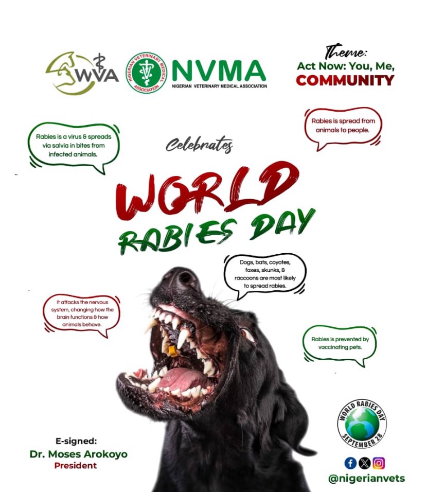 theVetPlace's tweet photo. Globally, 59,000 Rabies deaths are recorded annually with 4 out of 10 deaths occurring in children.
Rabies is 99.9% fatal once symptoms occur, yet, it is 100% preventable.
Together we can kick it out, act now by getting your pets vaccinated.
Happy world Rabies Day. https://t.co/sbbHtwHAJd