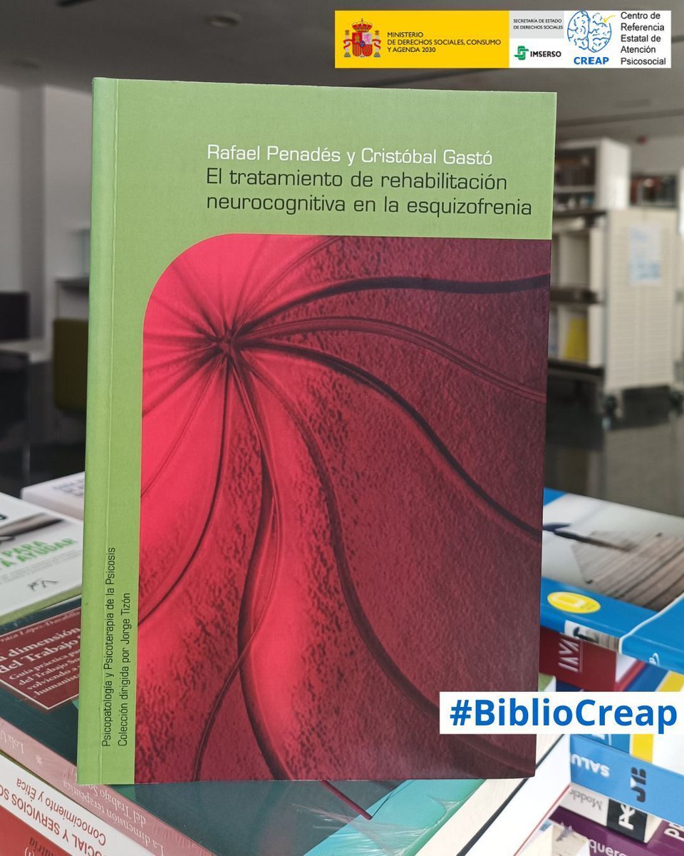 📌 Recomendación #BiblioCreap
📖 «El tratamiento de rehabilitación neurocognitiva en la esquizofrenia», de Rafael Penadés y Cristóbal Gastó. Presentación del modelo neuro-cognitivo-conductual, para abordar las disfunciones neurocognitivas dentro de la rehabilitación #psicosocial
