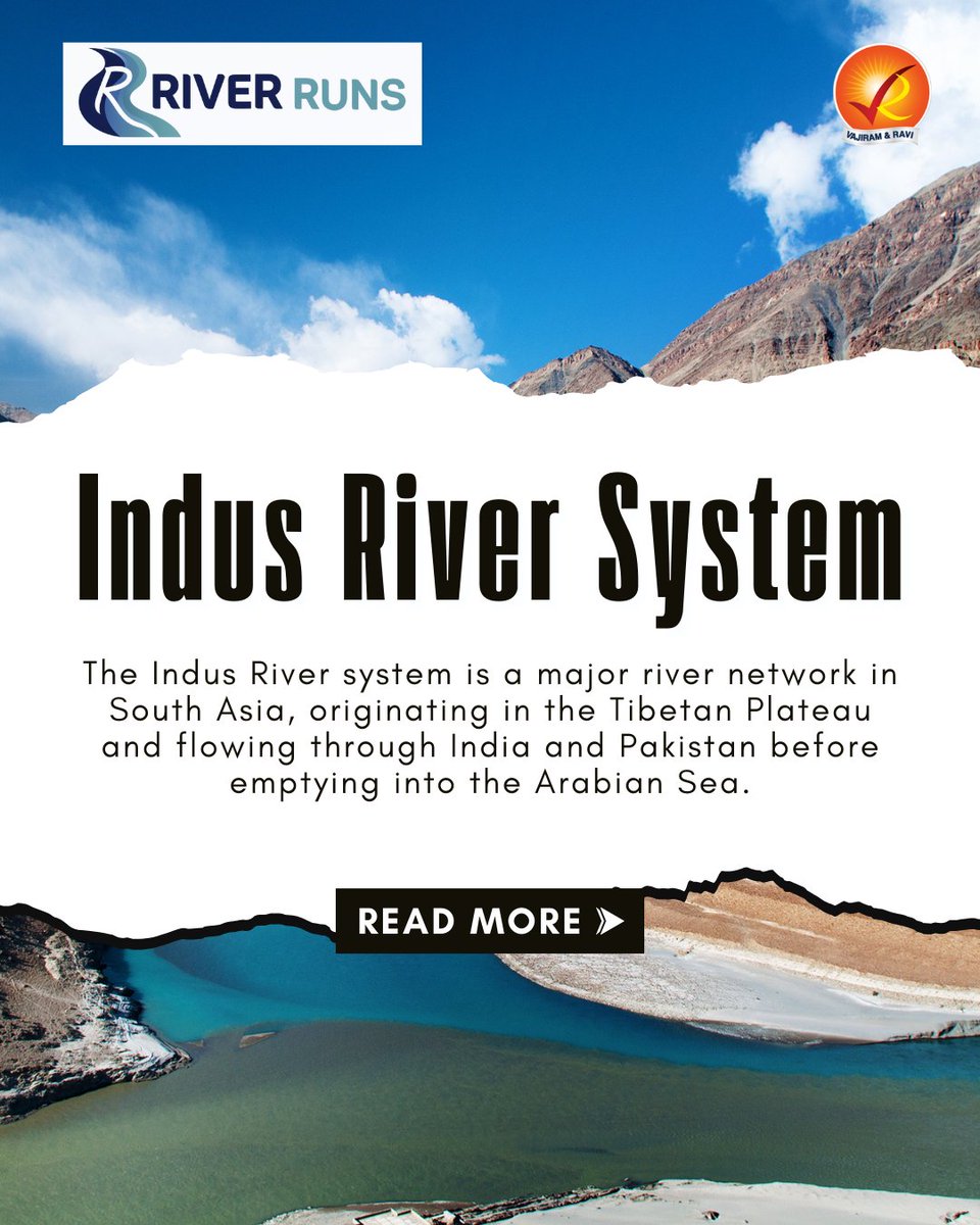 VajiramRavi's tweet photo. 🌊 Discover the lifeline of South Asia – the mighty Indus River System! 🏔️
From its origin in Tibet to flowing through India and Pakistan, this river network is both historic and vital.
#IndusRiver #Geography #RiversOfIndia #LearnGeography #EducationalPosts #GeographyEducation https://t.co/ot0ye5Uu0e