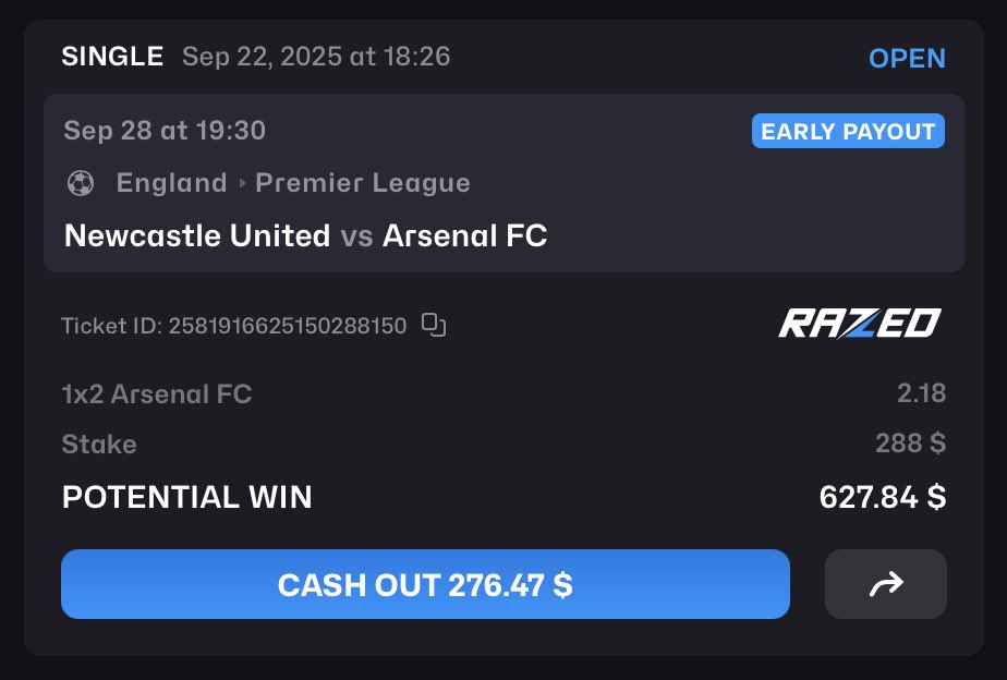 Barcelona Dunked on Newcastle at St James’ park so I expect every serious team to do the same

Arsenal should defeat Newcastle easily. They have given Arsenal 2.18 odds on Razed

Easy money💰