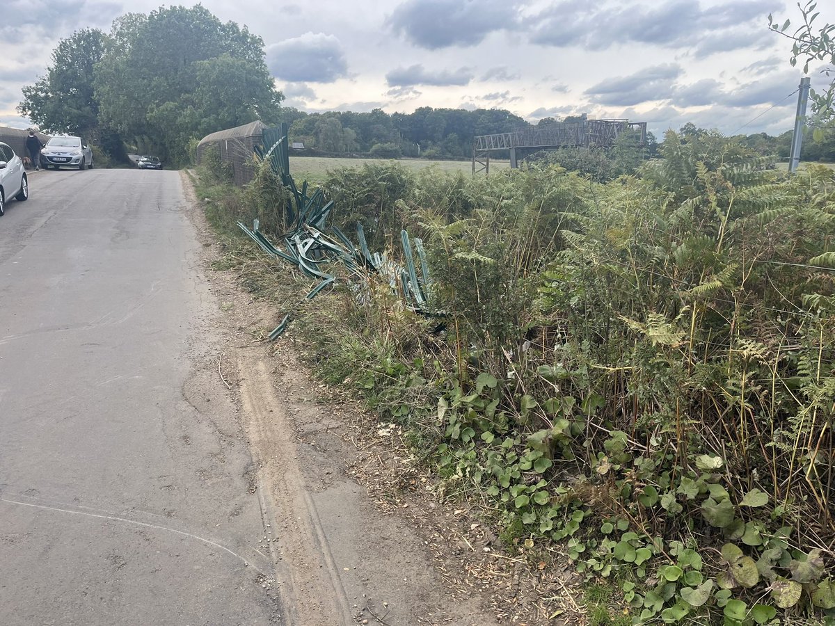Night before last a drink driver had a lucky escape! The new fence installed to stop what happened at #selbytraincrash. Well done <a href="/networkrail/">Network Rail</a>