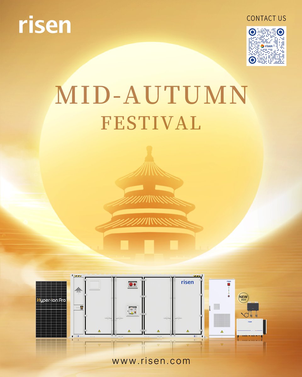 RisenStorage's tweet image. 🌕Across the globe, Risen Energy’s solar and storage solutions are lighting up homes and communities this Mid-Autumn Festival. Wherever you are, may the moon shine bright on your path, and may clean energy power a brighter, sustainable future together.🥮 #RisenEnergy #Mooncakes