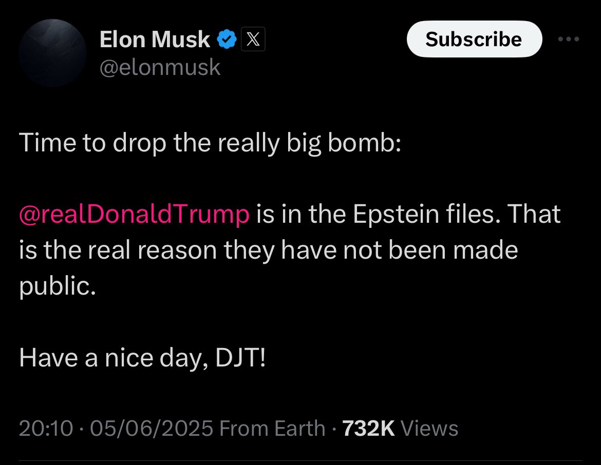 Jere_Memez's tweet image. Irony or Karma?
After doing the exact same thing to President Trump, Elon has it done to him.