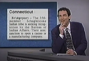 NormSNLJokes's tweet photo. In Bridgeport, Connecticut, the Schaghticoke Indian Tribe is seeking recognition by the Bureau of Indian Affairs - in order to open either a manufacturing company, or a casino.

(pause, as he puts his hand on his chin to ponder these two choices.)

Hmmmm, I wonder which one they'll choose?

Manufacturing company...

Or the casino...
