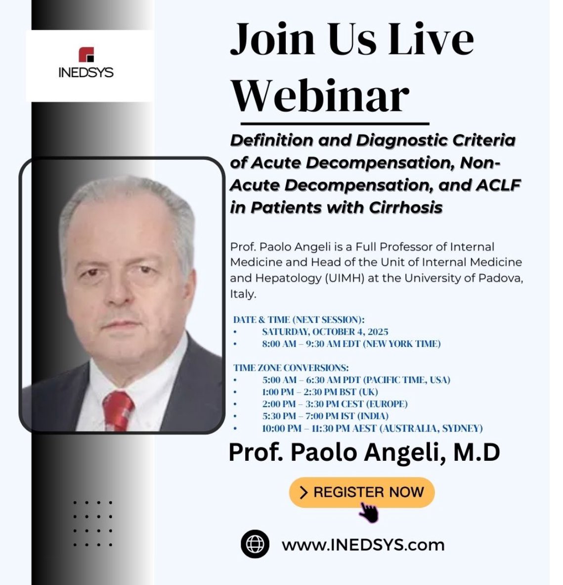 drnipunverma's tweet image. Listen to the experts…Indesys..Dr Satapathy is organising a talk by @ProfPaoloAngeli 

Free Register us06web.zoom.us/meeting/regist…

@AASLDtweets @EASLnews @EASLedu @INASL_Liver @APASLnews @BASLedu