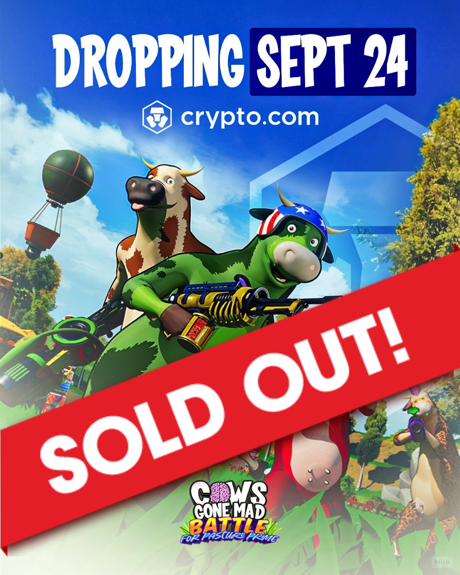 CowsGoneMad's tweet photo. Huge moo-shoutout to @cryptocomnft for the rock-solid infrastructure that powered our mad mint and sell-out stampede! 🐄🚀 

Without your tech, our herd wouldn't have grazed so smoothly. 🐮🐮🐮

Thanks for making it epic—let's keep the pasture prime! #CowsGoneMad #crofam https://t.co/6rH3lHxdHq
