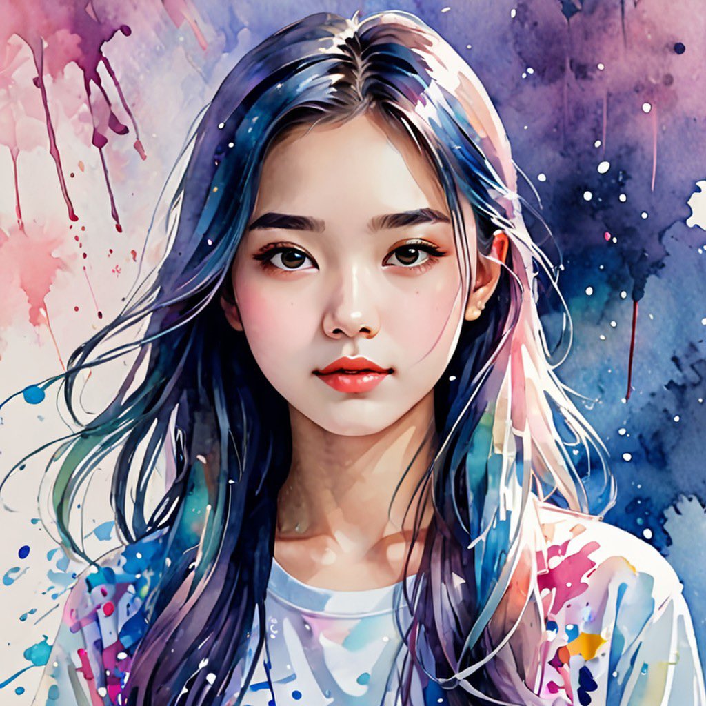 gemini_o123's tweet image. 水彩スプラッシュ風のAIイラスト🎨 
カラフルな髪色がお気に入り💖✨
#AIイラスト #AIart #AI美女 #水彩画
#カラフル #美少女 #watercolor