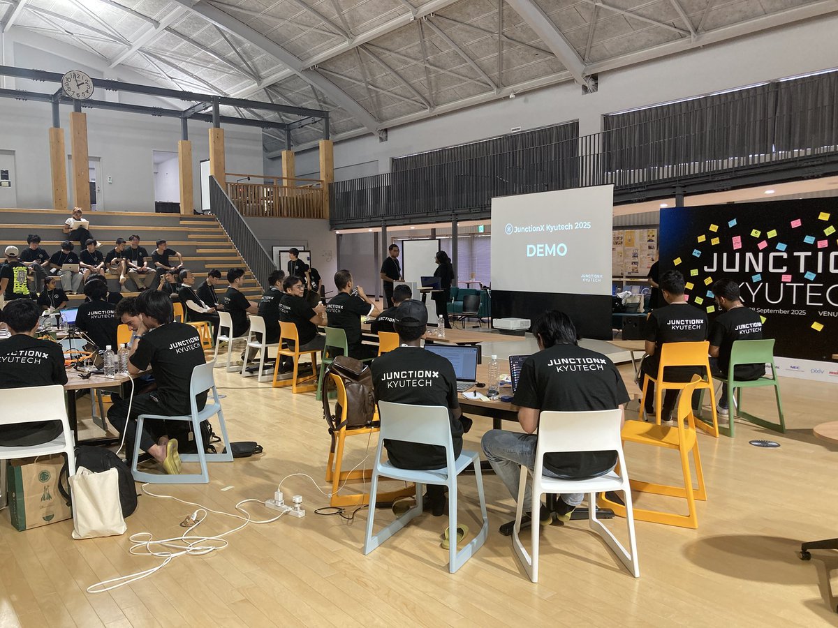 junctionx_9tech's tweet photo. The submission deadline has arrived! Great job, everyone! 
Next up are the team presentations and demos—good luck!

#junctionxkyutech #junction #junctionx #kyutech https://t.co/7sBcBqlxms