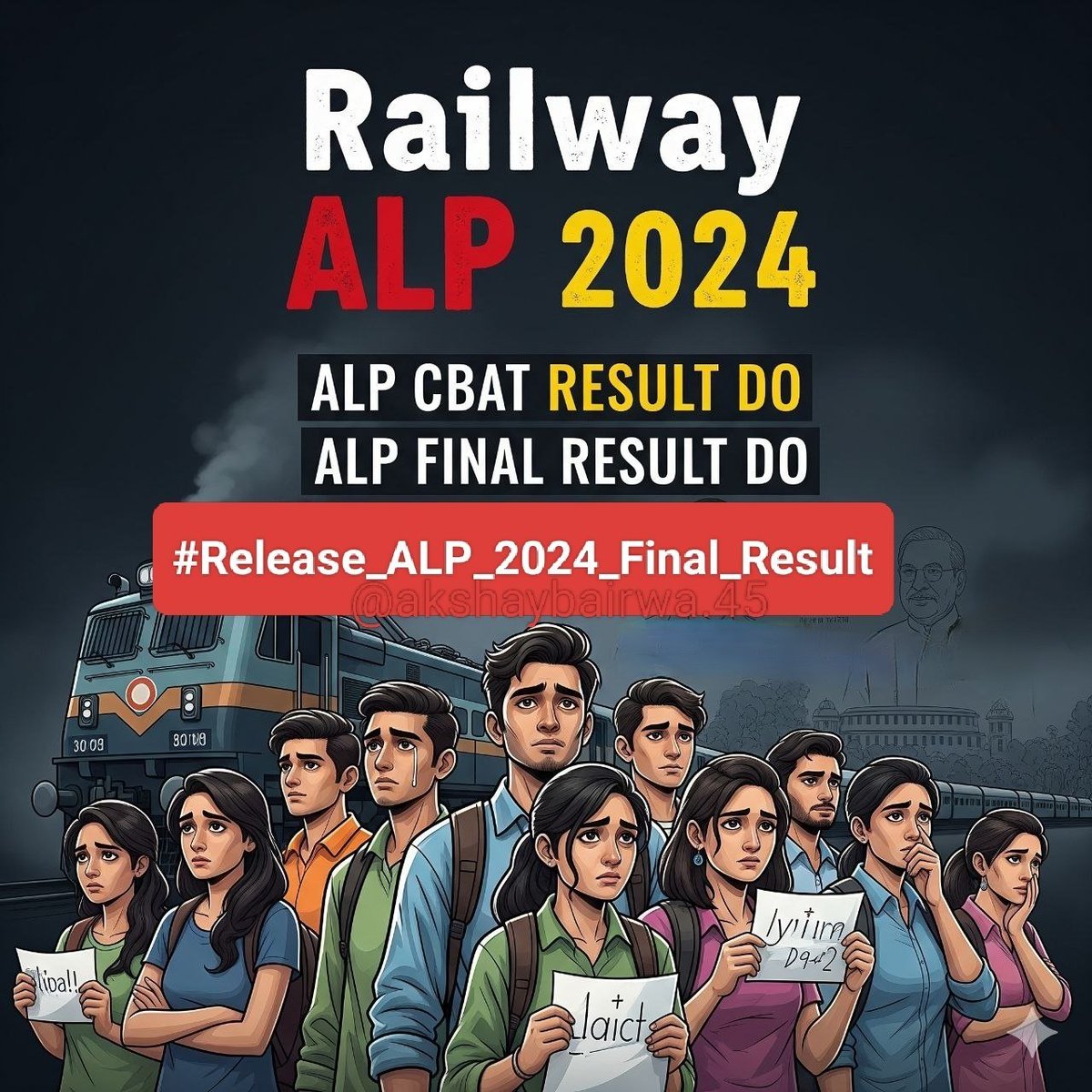 ErMahesh1307's tweet photo. ALP वैकेंसी की घोषणा को 20 महीने से ज़्यादा हो गए हैं, फिर भी CBAT सहित अंतिम परिणाम अभी भी लंबित हैं #Release_ALP_2024_Final_Result
@AshwiniVaishnaw @drmbct @RailMinIndia @PMOIndia @Rrbmumbai @Central_Railway @WesternRly @DrJitendraSingh
@RailMinIndia @Rrbmumbai https://t.co/Bv1UcyfnCT