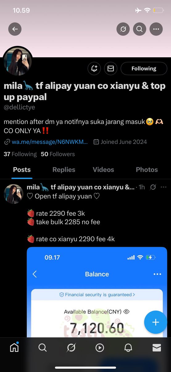 MiuraPenipu's tweet image. Aku kena tipu sebesar Rp 2.285.000 lewat BCA. Nama rekening: Miura Marcella Rek: 7921418721 Modusnya jual saldo Alipay dengan rate murah. Dari chat terkonfirmasi dia mahasiswa Institute Pariwisata Trisakti, jurusan Pengelolaan Perhotelan, angkatan dengan NPM 2441170005.
#zonauang
