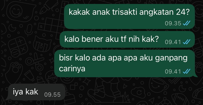 MiuraPenipu's tweet image. Aku kena tipu sebesar Rp 2.285.000 lewat BCA. Nama rekening: Miura Marcella Rek: 7921418721 Modusnya jual saldo Alipay dengan rate murah. Dari chat terkonfirmasi dia mahasiswa Institute Pariwisata Trisakti, jurusan Pengelolaan Perhotelan, angkatan dengan NPM 2441170005.
#zonauang