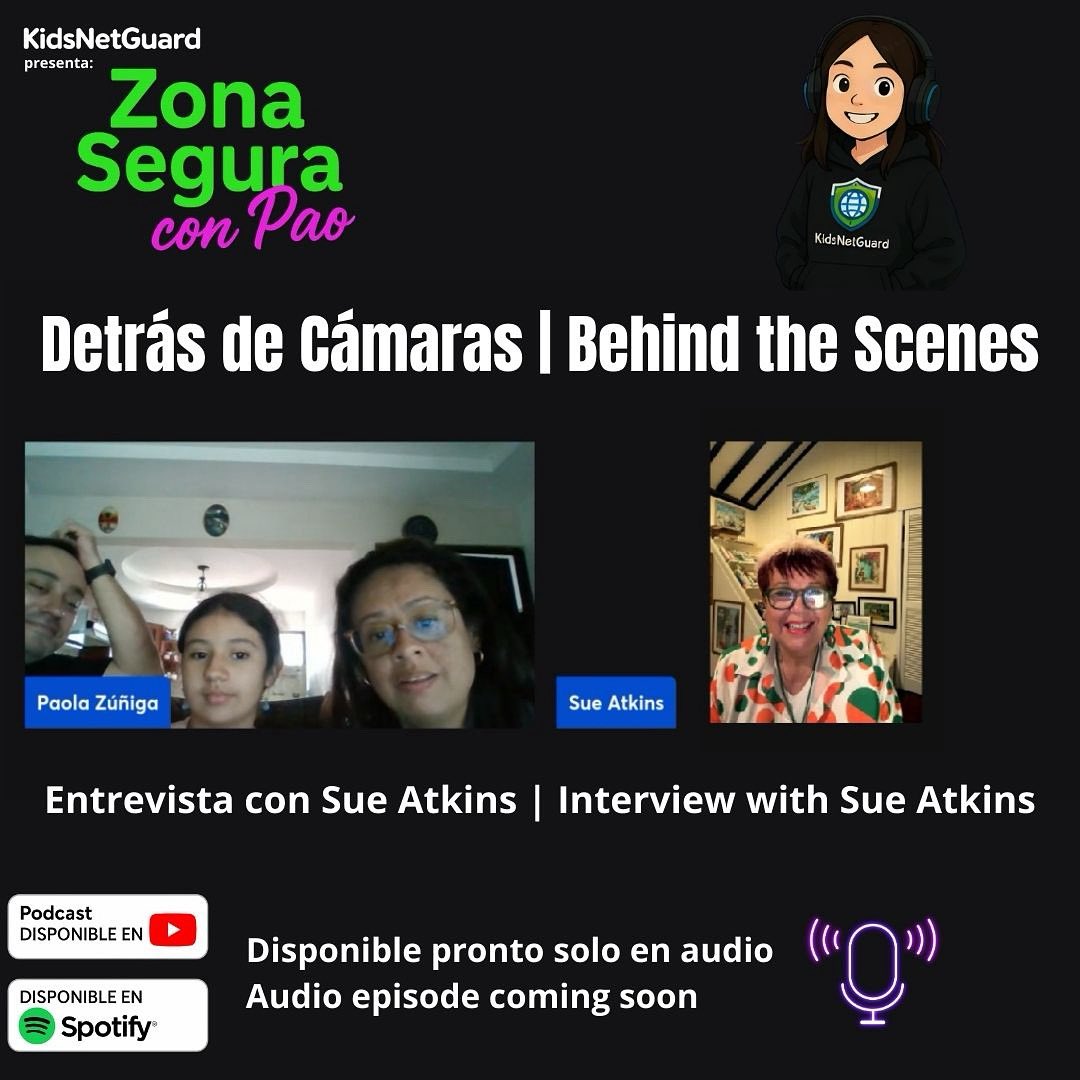 ✨ Behind the scenes ✨
Our young host Pao 🎙️ interviewed <a href="/SueAtkins/">Sue Atkins 👶🏽👧📱🎧📚</a>, global voice in positive parenting, with mum &amp; dad supporting 💚.

Recorded in English 🇬🇧 — soon on Zona Segura con Pao #podcast. Stay tuned! 🎧

#KidsNetGuard #SueAtkins