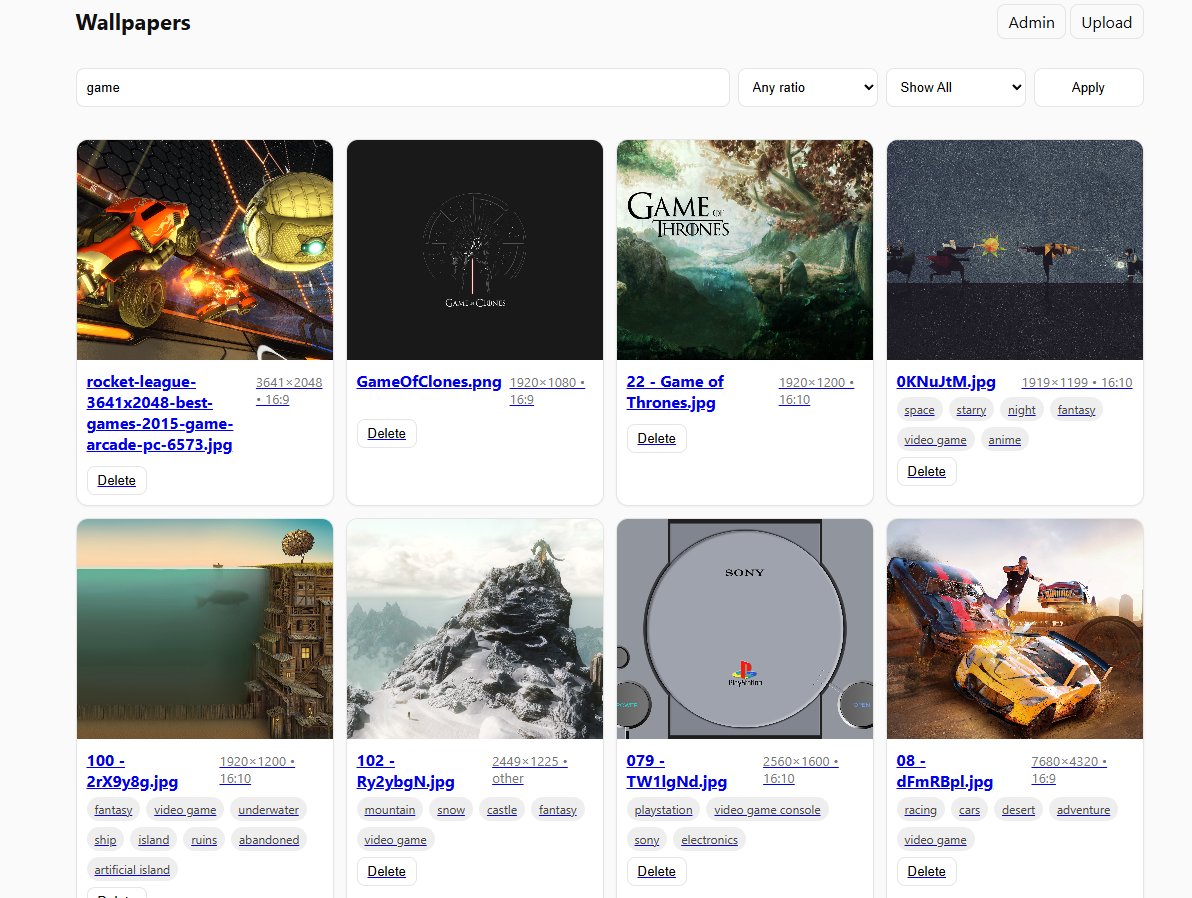 Made a little wallpaper archive that categorizes by aspect ratio and tags it with llava using the ollama api