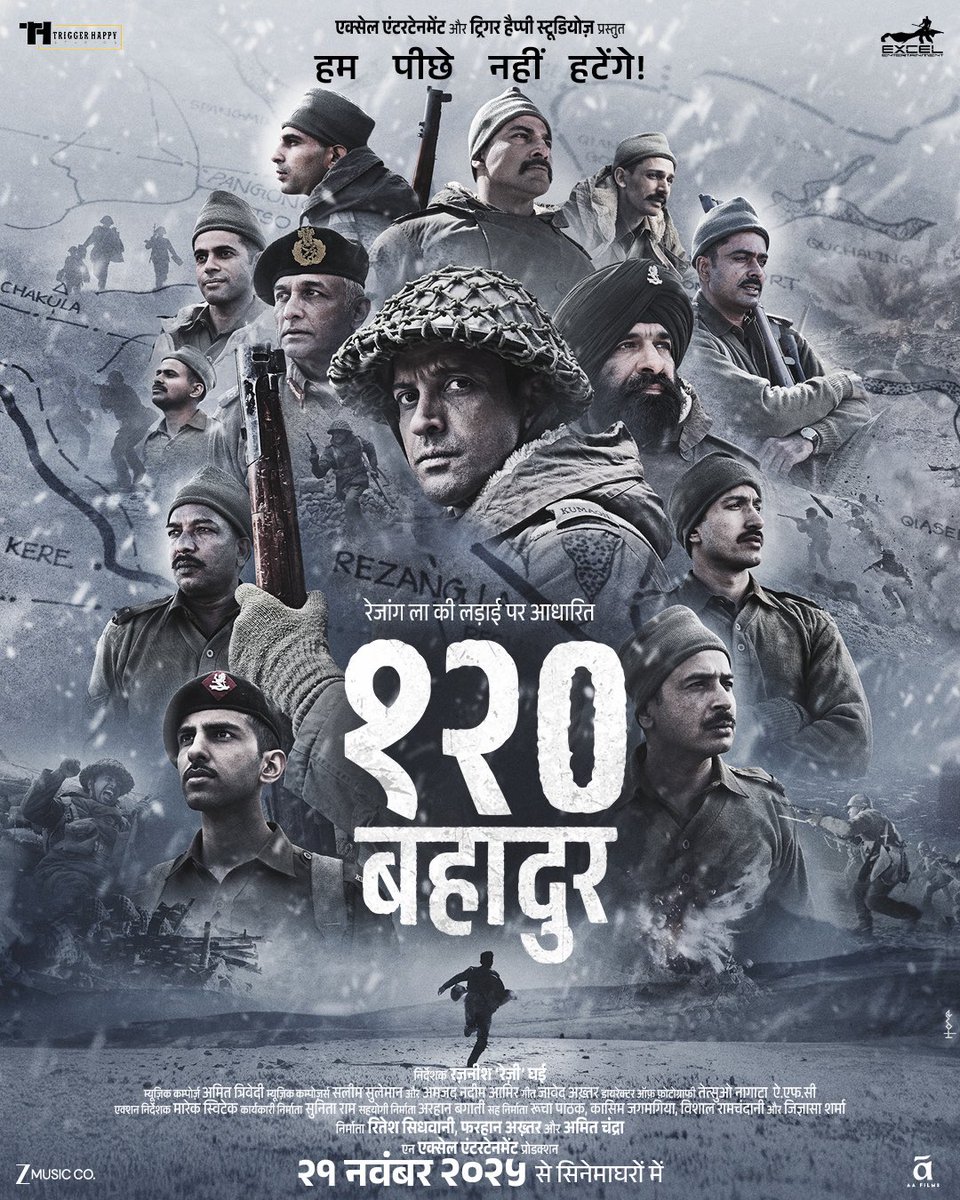 FarOutAkhtar's tweet image. They went to the front as boys but through unparalleled courage and sacrifice, they became legends.
‘120 Bahadur’ salutes the veer Ahir soldiers of Charlie Company, 13 Kumaon regiment who laid down their lives in the Battle of Rezang La.
#120Bahadur, Teaser 2 Out Today at…