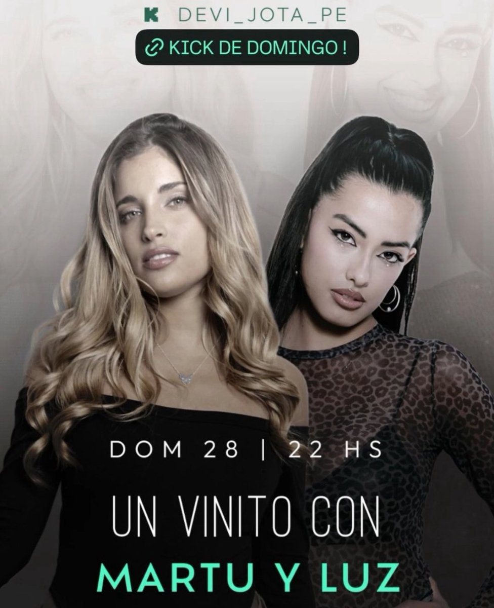 teammartu's tweet image. Domingo 22:00hs Devi va a prender stream con Martu y Luz mediante vinito, se va a poner lindo!!

Preparen sus copas y préndanse🍷 

🔗 Kick: kick.com/devi-jota-pe
