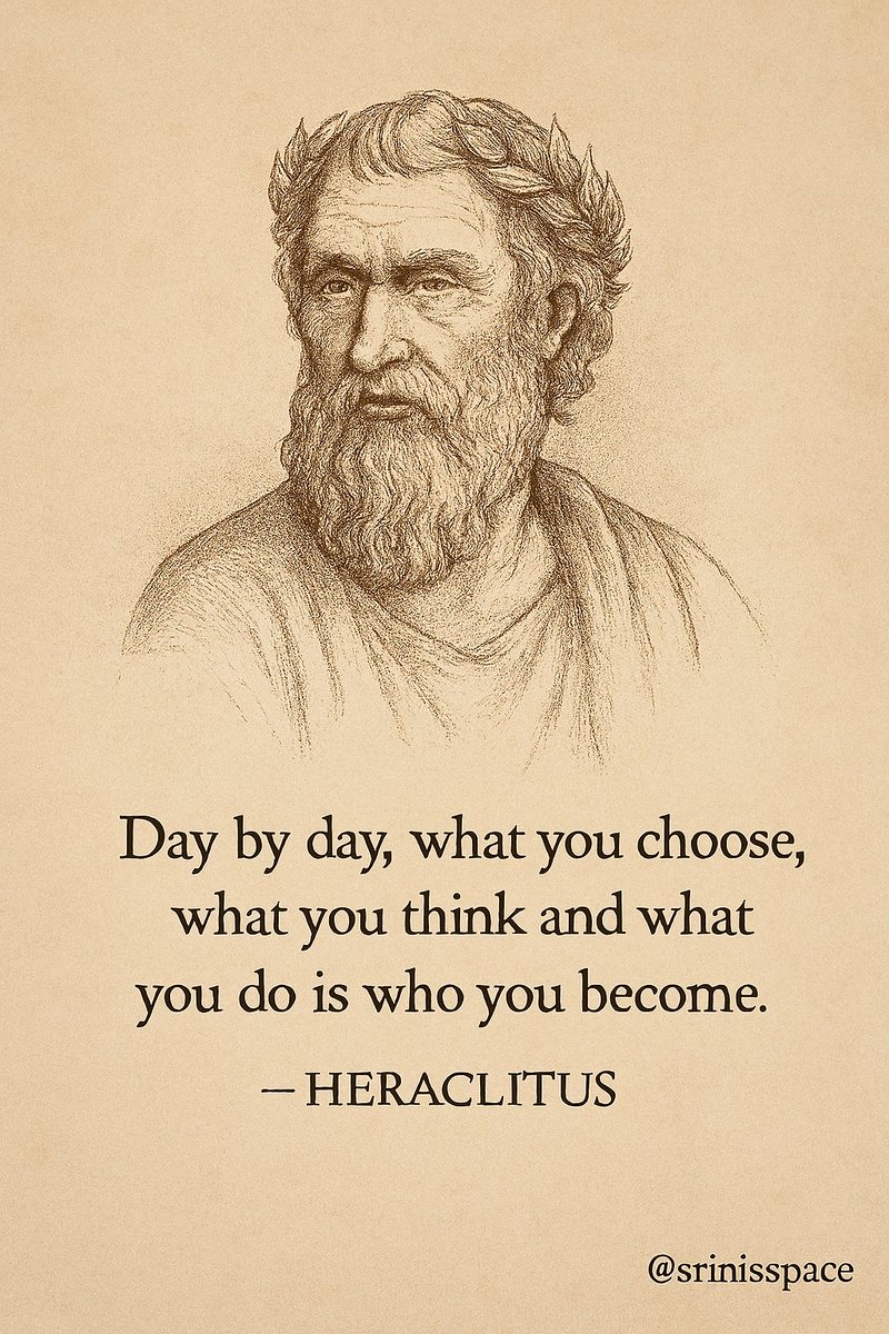 srinisspace's tweet photo. “Day by day, what you choose, what you think and what you do is who you become.”  - HERACLITUS https://t.co/BCaZDwh5Vr
