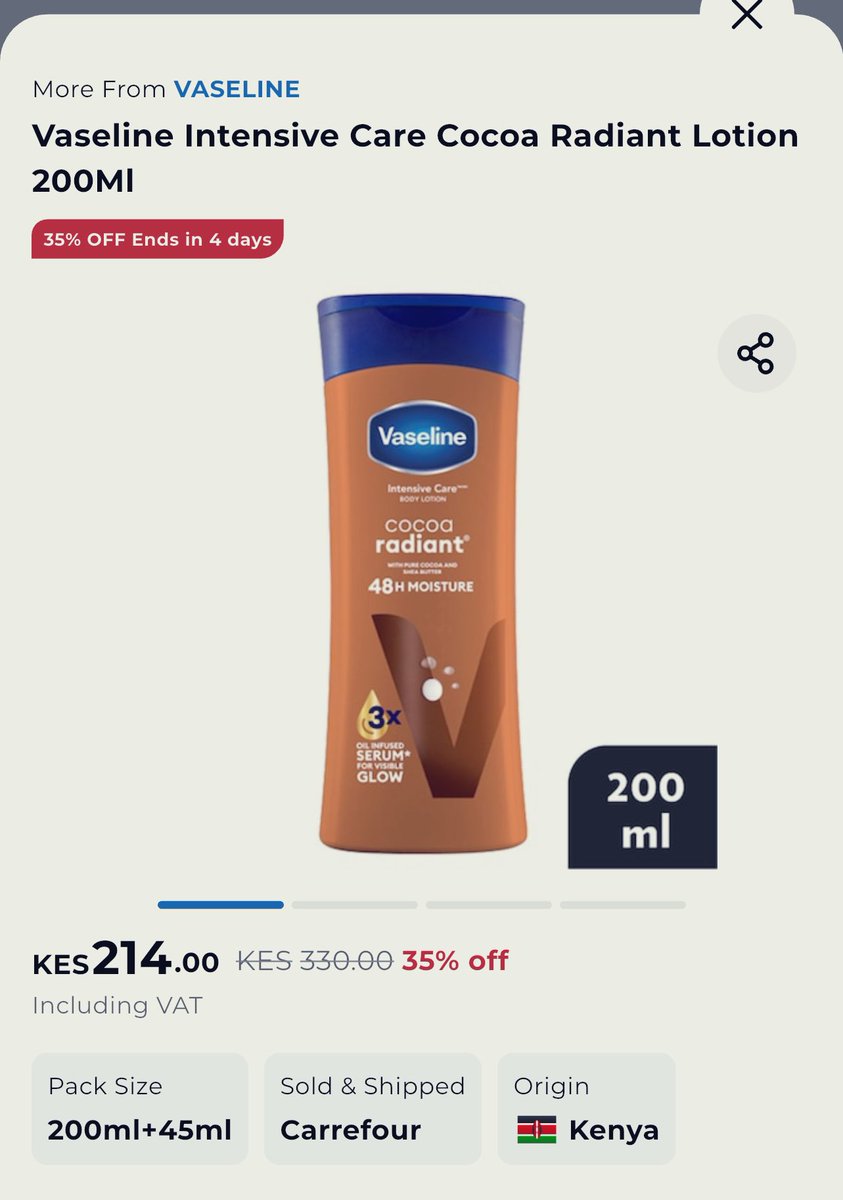 kate_osita_'s tweet image. Vaseline really ate with these two lotions especially if you have a dry skin. If you see me with the softest skin at Blankets and Wine, you know where it came from.😀😀

Get them on @CarrefourKe Delivery and use the Code NAEXP for an extra discount. 🛍️