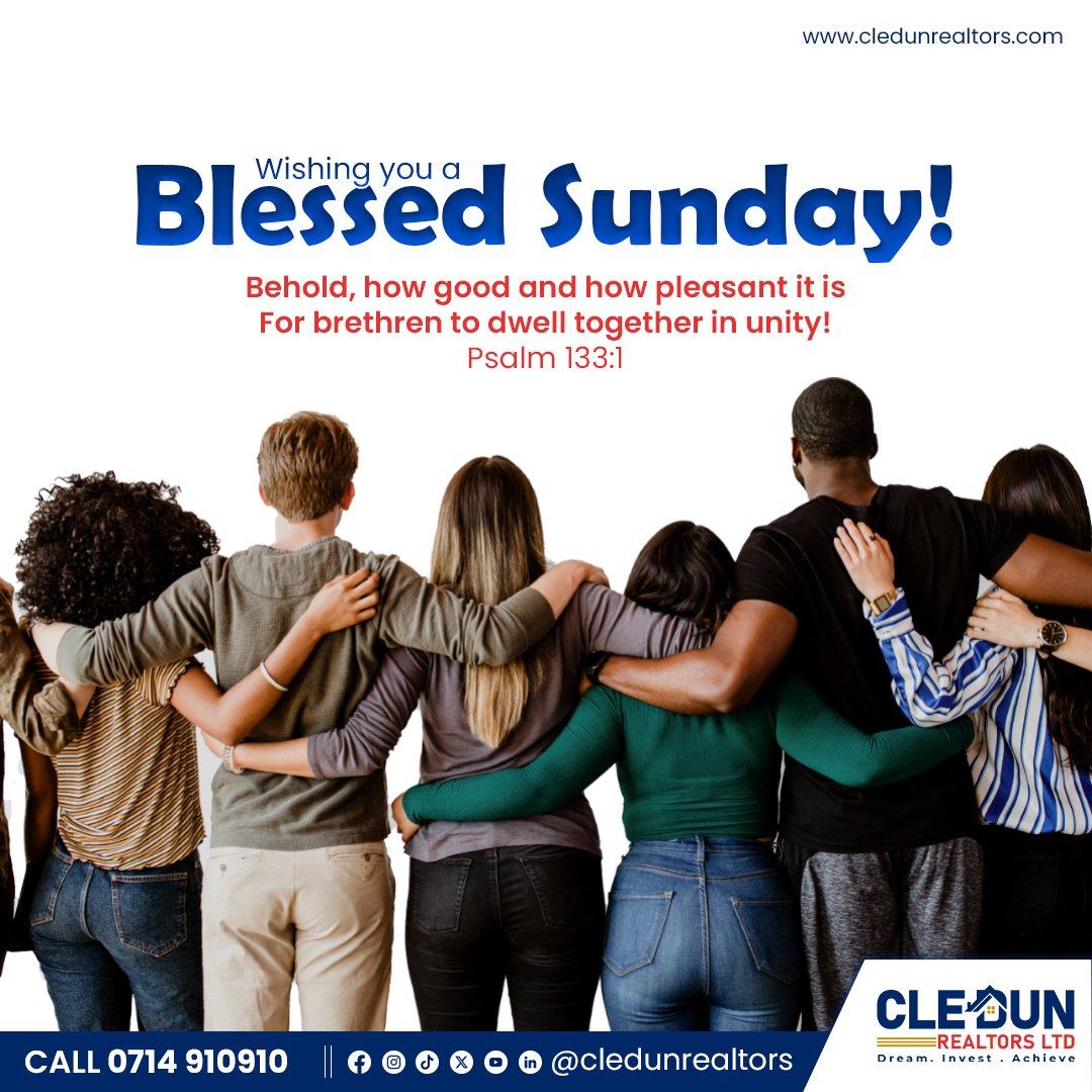 Cledun_Realtors's tweet image. Unity is strength, and we are called to exemplify this in our lives. Let&apos;s live together in love, peace and unity, as brothers and sisters; and God will command His blessing over us. 🕊️ Have a blessed Sunday! 🙏

#CledunRealtors #SundayWord