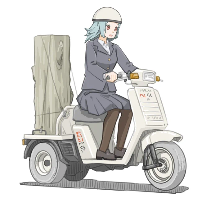 趣味の仏像彫刻のために木材を調達してきた女子です。 (ホンダ ジャイロUP)【再掲】 #バイクJK