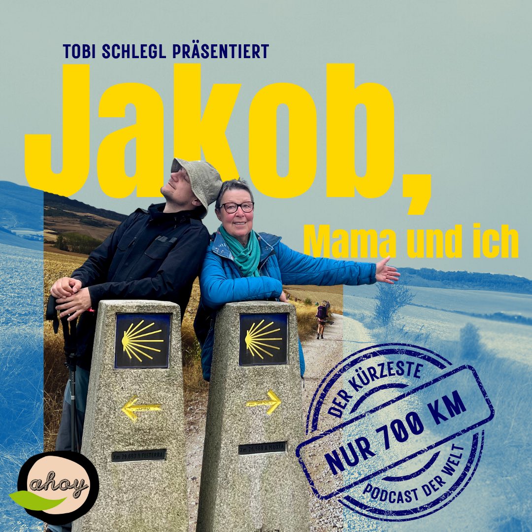 Bestes Geburtstagsgeschenk!
Ab dem 30.9., meinem Geburtstag, gibt es TÄGLICH den KÜRZESTEN Podcast der Welt: „Jakob, Mama und ich“- nur 700km lang.
Endlich kann man Mama und mich auf dem Jakobsweg HÖREN. Bei meiner Camino-Wanderung habe ich meinem Reporterherz zuliebe ein kleines