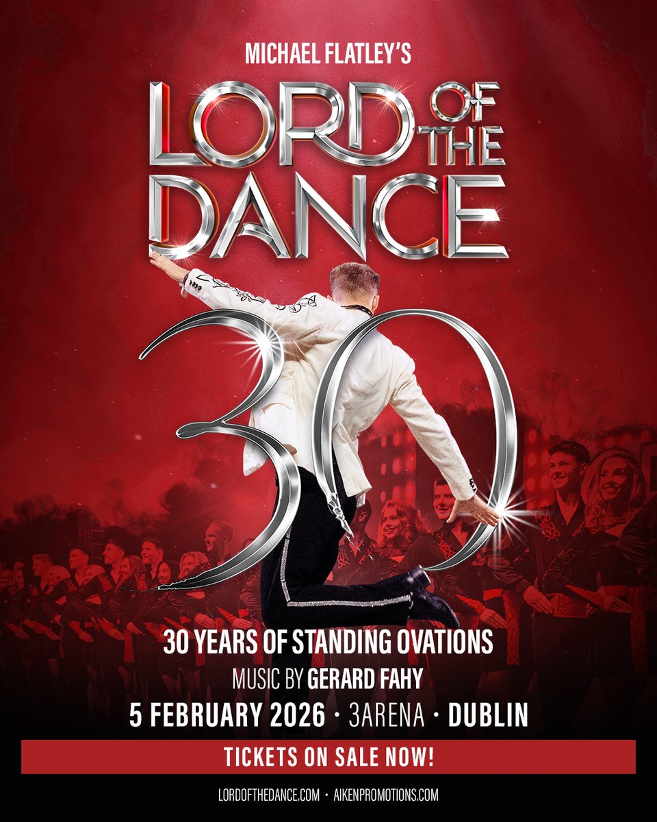 ★ ★ 𝗢𝗡 𝗦𝗔𝗟𝗘 𝗡𝗢𝗪 ★ ★ 

Since its premiere in 1996, <a href="/lordofthedance/">Lord of the Dance</a> is returning to Dublin for its 30th Anniversary on 5 February 2026 in <a href="/3ArenaDublin/">3Arena</a>! ✨

🎫 Get tickets ~ bit.ly/3THz0W9