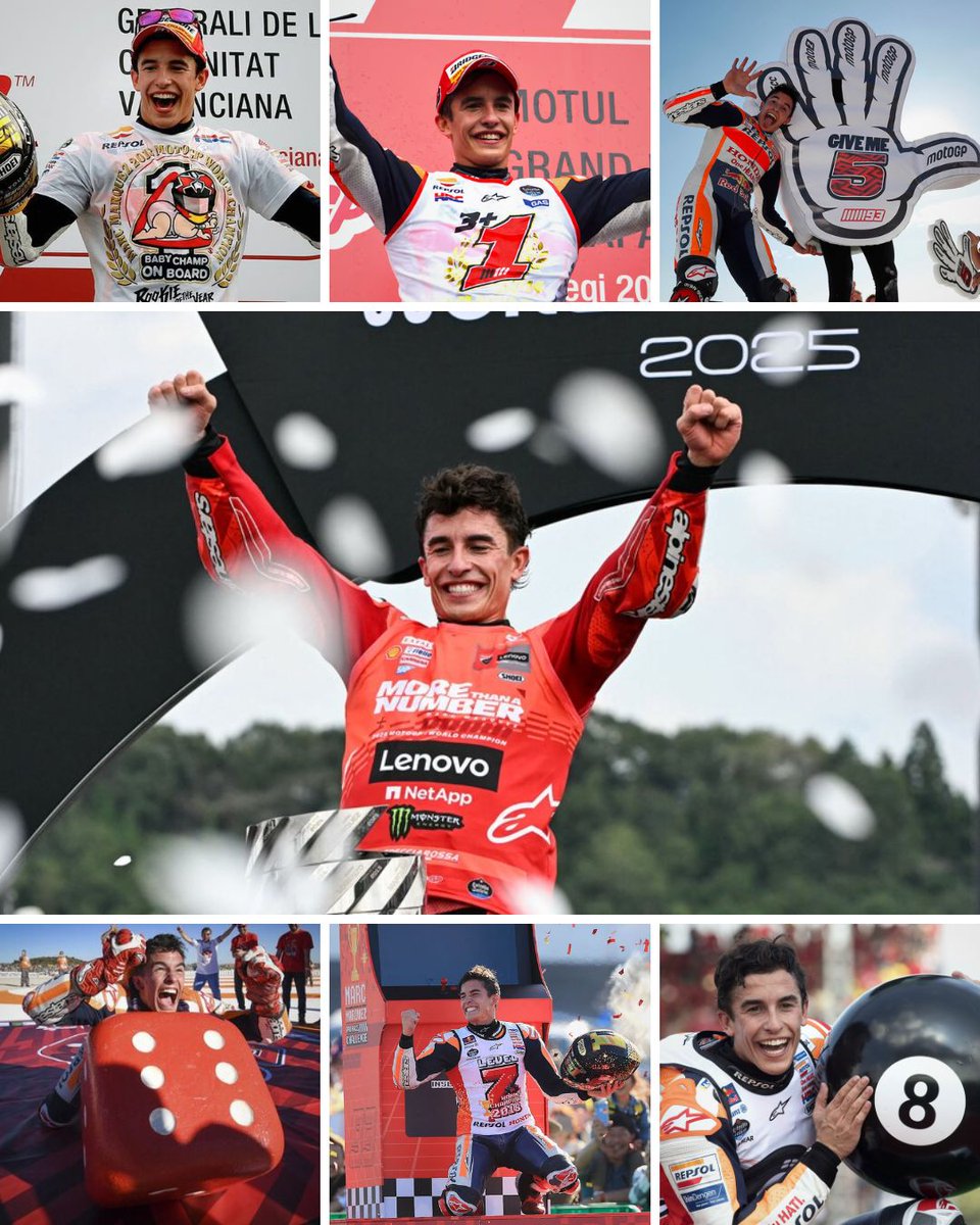 7️⃣Marc Márquez consigue el séptimo mundial en MotoGP

🙌A falta de cinco carreras para el final, se ha proclamado campeón del mundo después de cinco años de su última corona, con este, iguala a Valentino Rossi. Es el cuarto mundial que consigue ante los japoneses

<a href="/rtvenoticias/">RTVE Noticias</a>