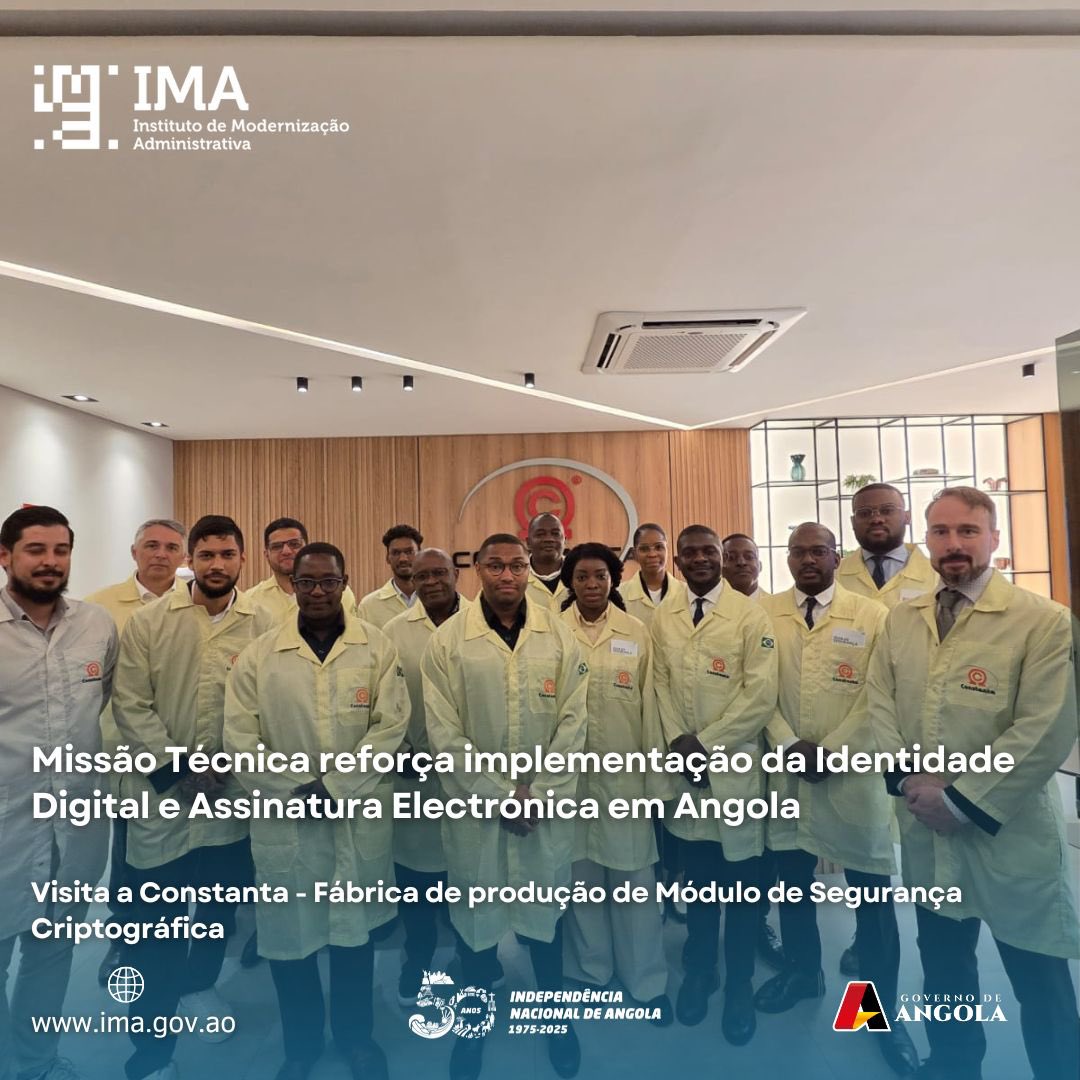 IMA_GOV's tweet photo. Missão técnica reforça implementação da Identidade Digital e Assinatura Electrónica em Angola

Saiba mais em: https://t.co/ArcHY5StWW https://t.co/ja1znkG5Eo