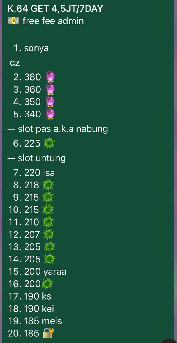 halooww arisan sonya avail arisan menurun bignom 4,5jt/7d slot untungnya masih banyak bgt nii ada slot nabung juga yuk langsung take aja di dm atau join grupnya #zonauang

chat.whatsapp.com/BKMTFLIiIe76Wm…