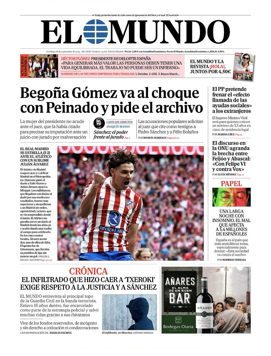 ☕  ¡Buenos días!
📰 La portada de El Mundo
