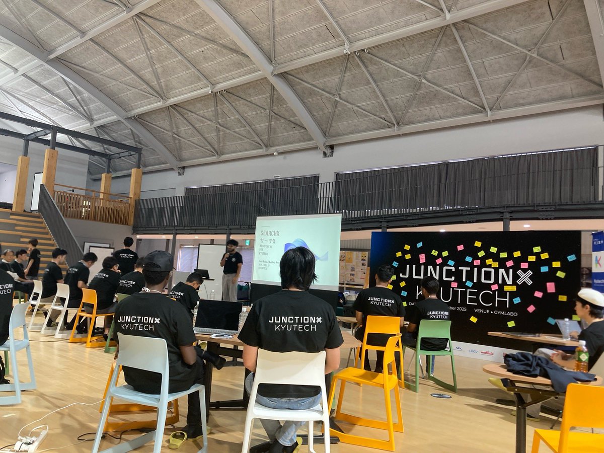 junctionx_9tech's tweet photo. The second half has begun! Team 6 is now starting their presentation.
Kicking off the second half—Team 6 is on stage!

#junction #junctionx #junctionxkyutech https://t.co/3GRgy4bmZa