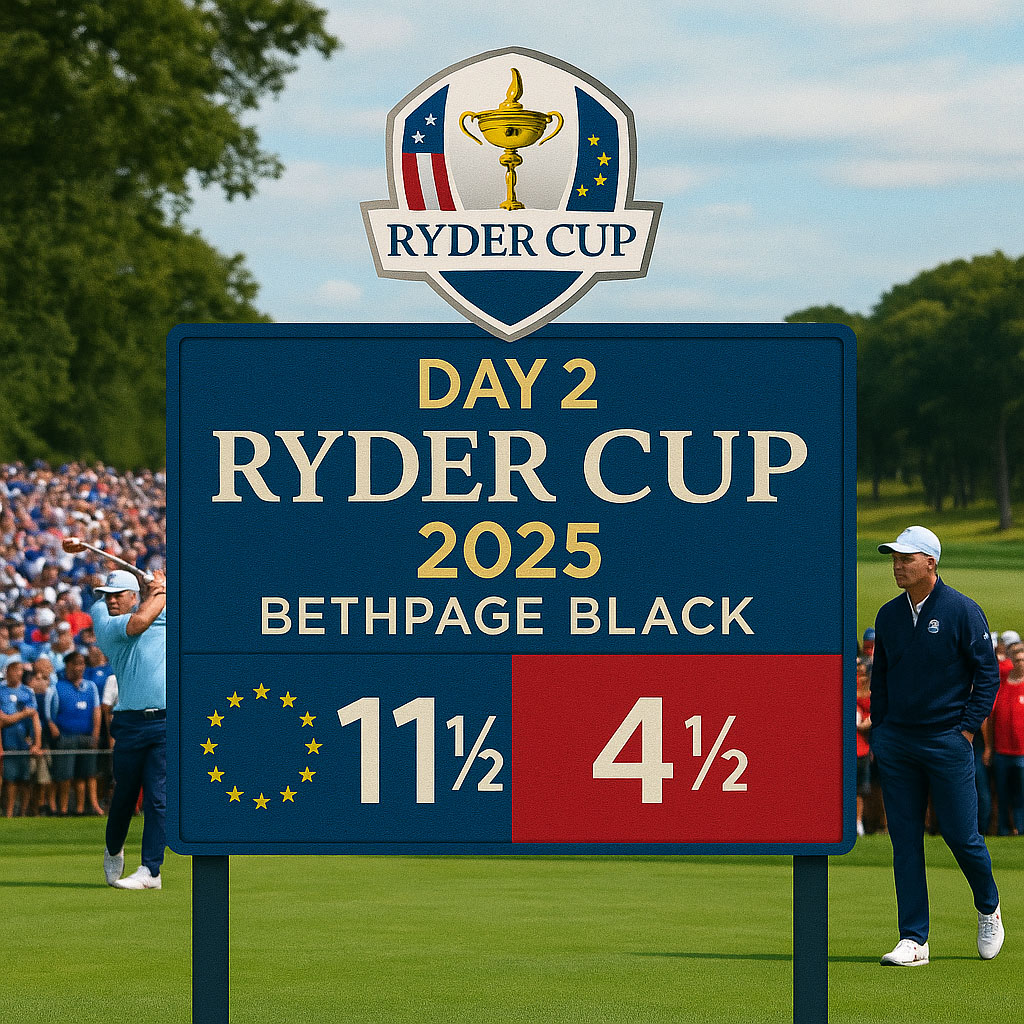 First_Golf's tweet image. 🇪🇺💥 Europa dominiert! 

Nach Tag 2 beim #RyderCup2025 im Bethpage Black führt Team Europe mit 11,5 : 4,5 gegen die USA 🇺🇸.

Eine historische Ausgangslage – nur noch wenige Punkte bis zur Titelverteidigung! 🏆⛳

👉 firstgolfshop.myshopify.com/blogs/news

Hashtags: #TeamEurope #firstgolf_shop
