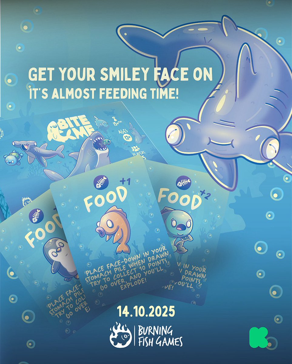 Bite Me is coming to <a href="/Kickstarter/">Kickstarter</a> 14th of October! See you then 🦈 #kickstartergames #projectwelove #cardgame