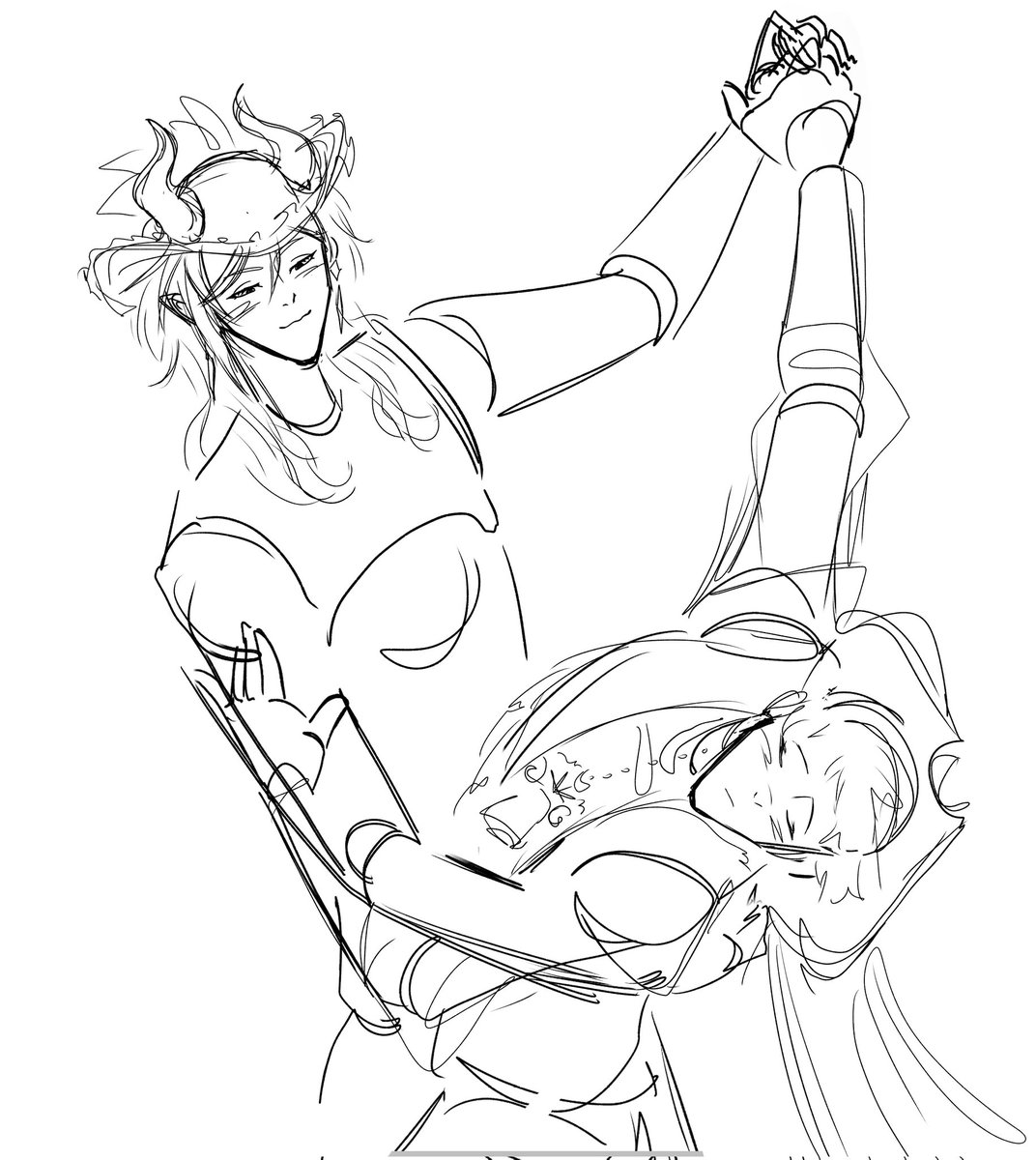 Rolloflammes's tweet image. // VERY VERY VERY ROUGH SKETCH BEWARE. Rollo and Malleus 🥹😈