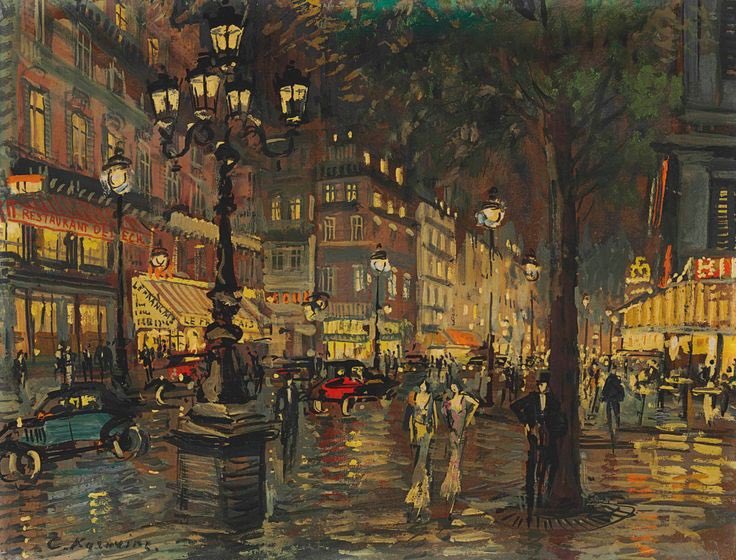 allontanarsio's tweet image. Paris at night by Konstantin Korovin