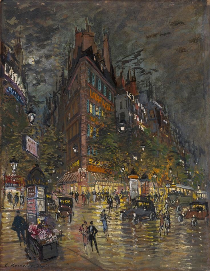 allontanarsio's tweet image. Paris at night by Konstantin Korovin