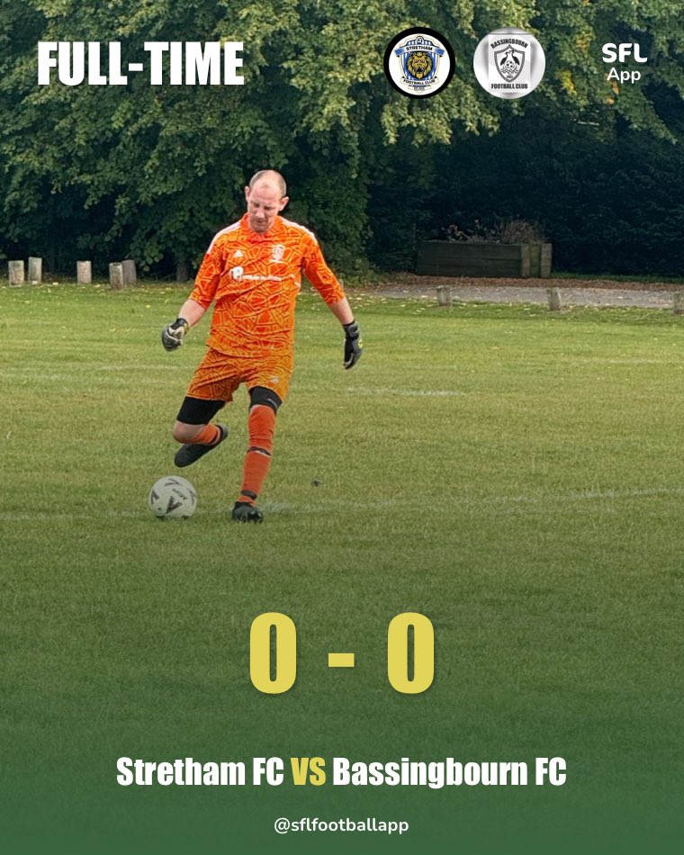 It's ends 0-0. Tight game that could have gone either way in the end. Good luck to <a href="/strethamfc/">Stretham F.C.</a> for the rest of the season. Another point on the board! Man of the match goes to keeper Ben Cullingford 🖤🤍