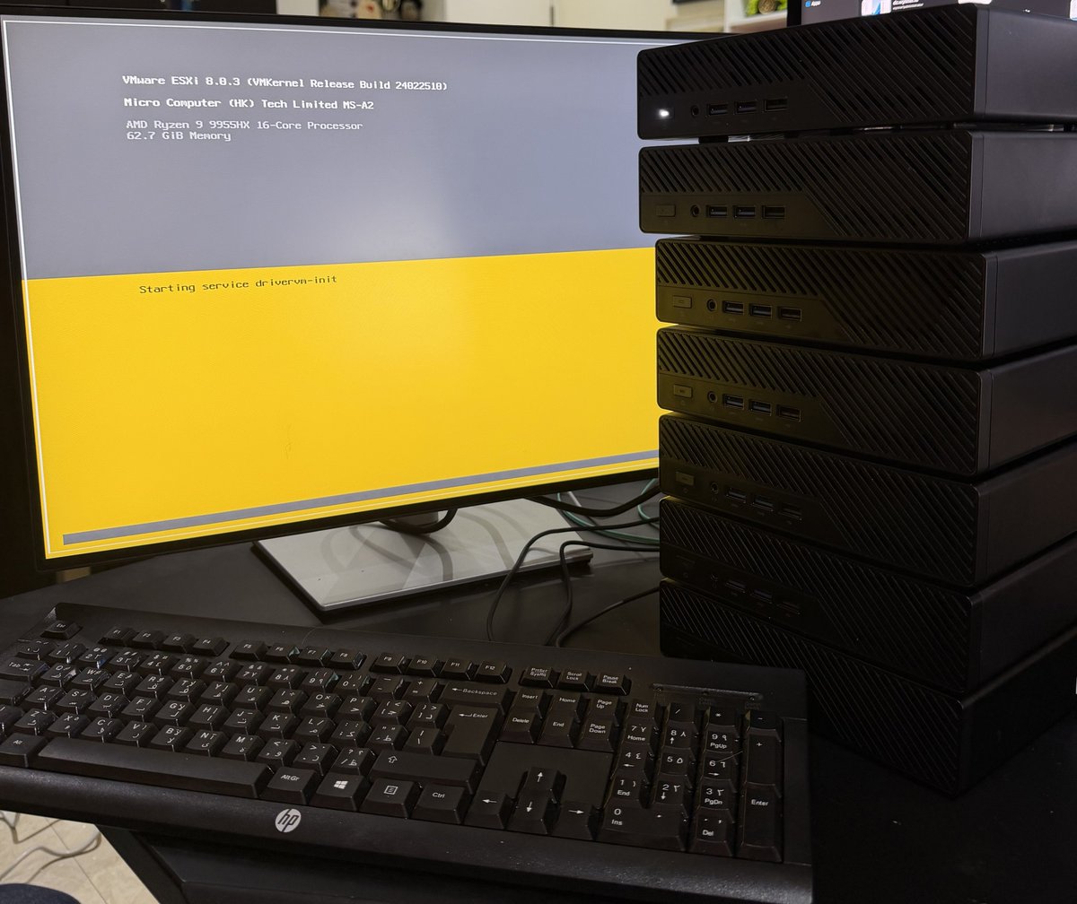 Ross Wynne (@rosswynne) on Twitter photo VCF 9.0 Lab Upgrade In Progress 👷🏻♂️
11x <a href="/Hi_MINISFORUM/">MINISFORUM Official</a> MS-A2 ESX hosts!
They are beasts!
Blog posts incoming… Including the PXE boot setup where I’m using php to autogenerate the kickstart files during deployment 😃
<a href="/VMware/">VMware</a> <a href="/vExpert/">VMware vExpert</a> <a href="/vmwarevcf/">VMware Cloud Foundation (VCF)</a> VCF 9.0 Lab Upgrade In Progress 👷🏻♂️
11x <a href="/Hi_MINISFORUM/">MINISFORUM Official</a> MS-A2 ESX hosts!
They are beasts!
Blog posts incoming… Including the PXE boot setup where I’m using php to autogenerate the kickstart files during deployment 😃
<a href="/VMware/">VMware</a> <a href="/vExpert/">VMware vExpert</a> <a href="/vmwarevcf/">VMware Cloud Foundation (VCF)</a>