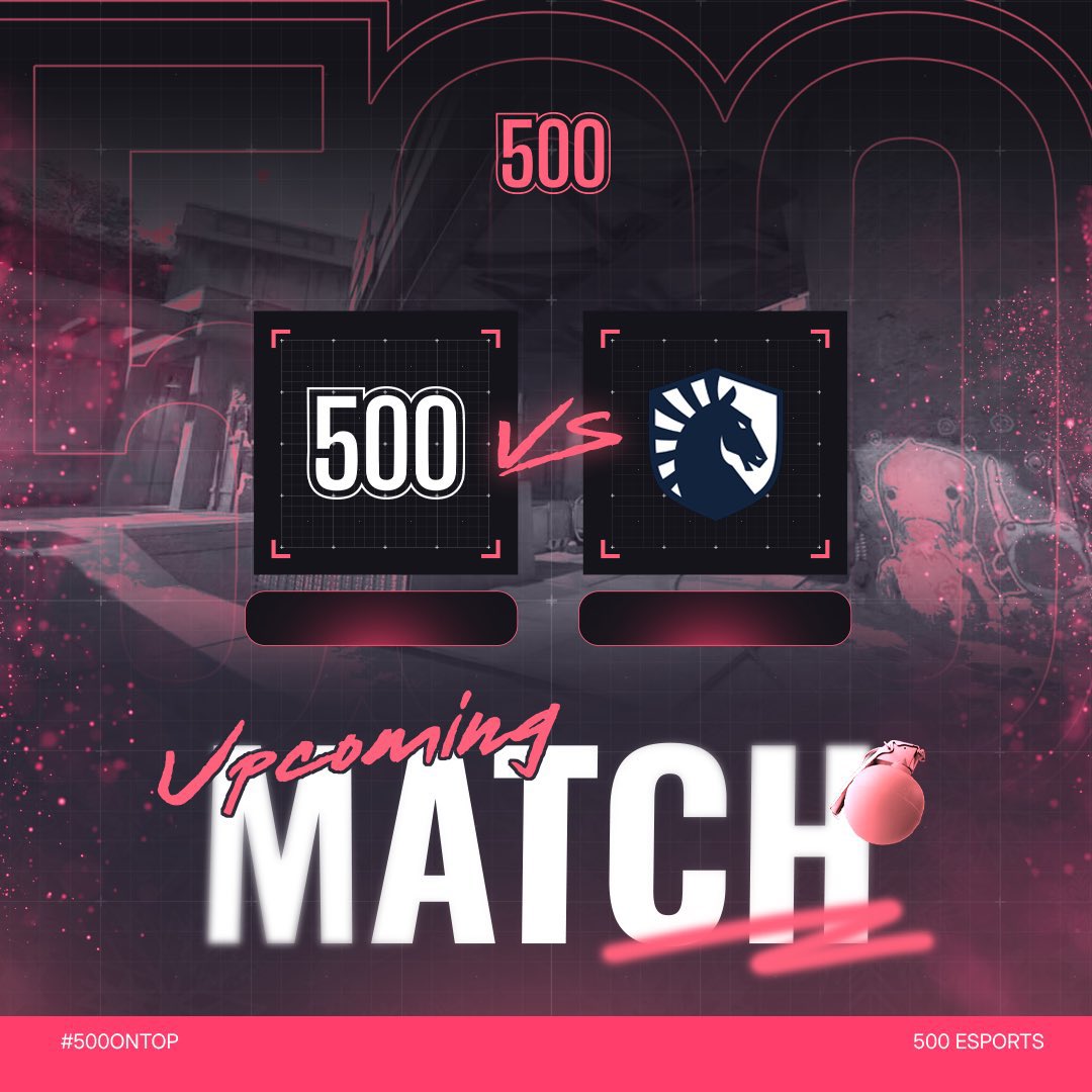 500esports's tweet photo. We run it back but this time in a BO3 🙏
Single elimination playoffs today so we need only Ws today

🆚 @TeamLiquidCS 
🕘 09:00 CEST
📺 https://t.co/qSiofuiU3k

#CS2 | #500OnTop https://t.co/XbAUzHIfPa