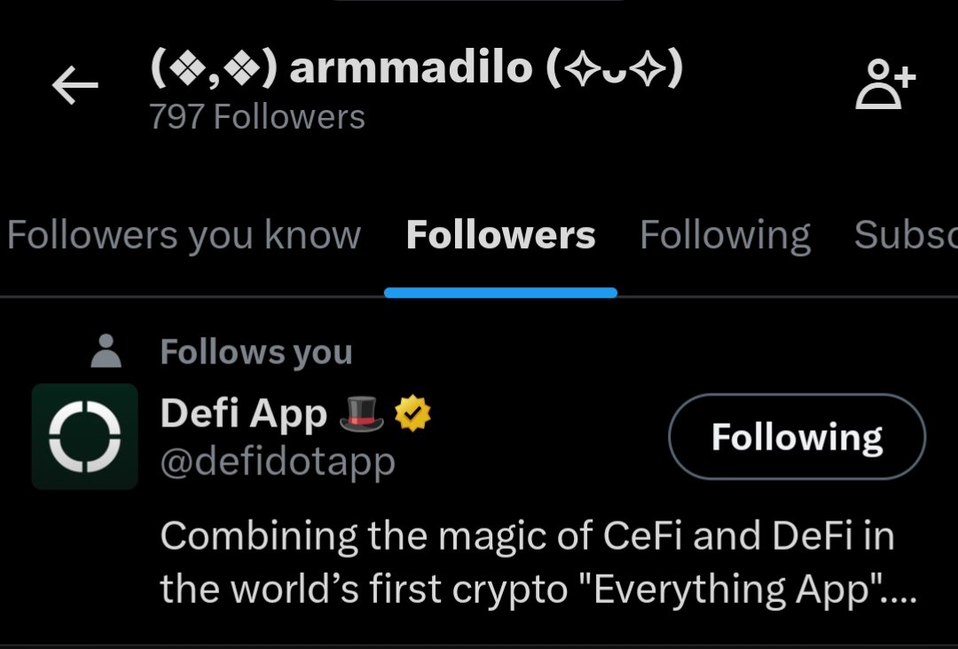 (❖,❖) armmadilo (✧ᴗ✧) (@armmadilo) on Twitter photo Woke up this Sunday morning kinda shocked 😶🌫 checked my phone and saw <a href="/defidotapp/">Defi App 🎩</a> followed me 👀
Still can’t believe it fr 🙏
Big thanks fam! 😘
<a href="/doranmaul/">Doran 🎩</a> <a href="/Kavsss0_0/">Kavsss 🎩</a> <a href="/libertaphoenix/">Liberta Phoenix 🎩</a> Woke up this Sunday morning kinda shocked 😶🌫 checked my phone and saw <a href="/defidotapp/">Defi App 🎩</a> followed me 👀
Still can’t believe it fr 🙏
Big thanks fam! 😘
<a href="/doranmaul/">Doran 🎩</a> <a href="/Kavsss0_0/">Kavsss 🎩</a> <a href="/libertaphoenix/">Liberta Phoenix 🎩</a>