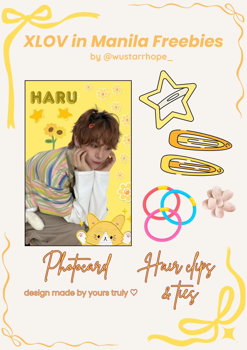 wustarrhope_'s tweet photo. ⋆𐙚 ˚XLOV first promotion in manila d-2 ₊˚⊹♡

── designed photocard, hair clips and hair ties FREEBIES by @wustarrhope_★ ˙🍓 ̟ !! 

౨ৎ ˖ rt &amp; like this post
౨ৎ ˖ 1:1 (limited only)
౨ৎ ˖ loc tba on d-day !!
౨ৎ ˖ open for trades (also limited)

see u on d-day, evols !! 🫶🏻 https://t.co/Zo7WdNj2sy