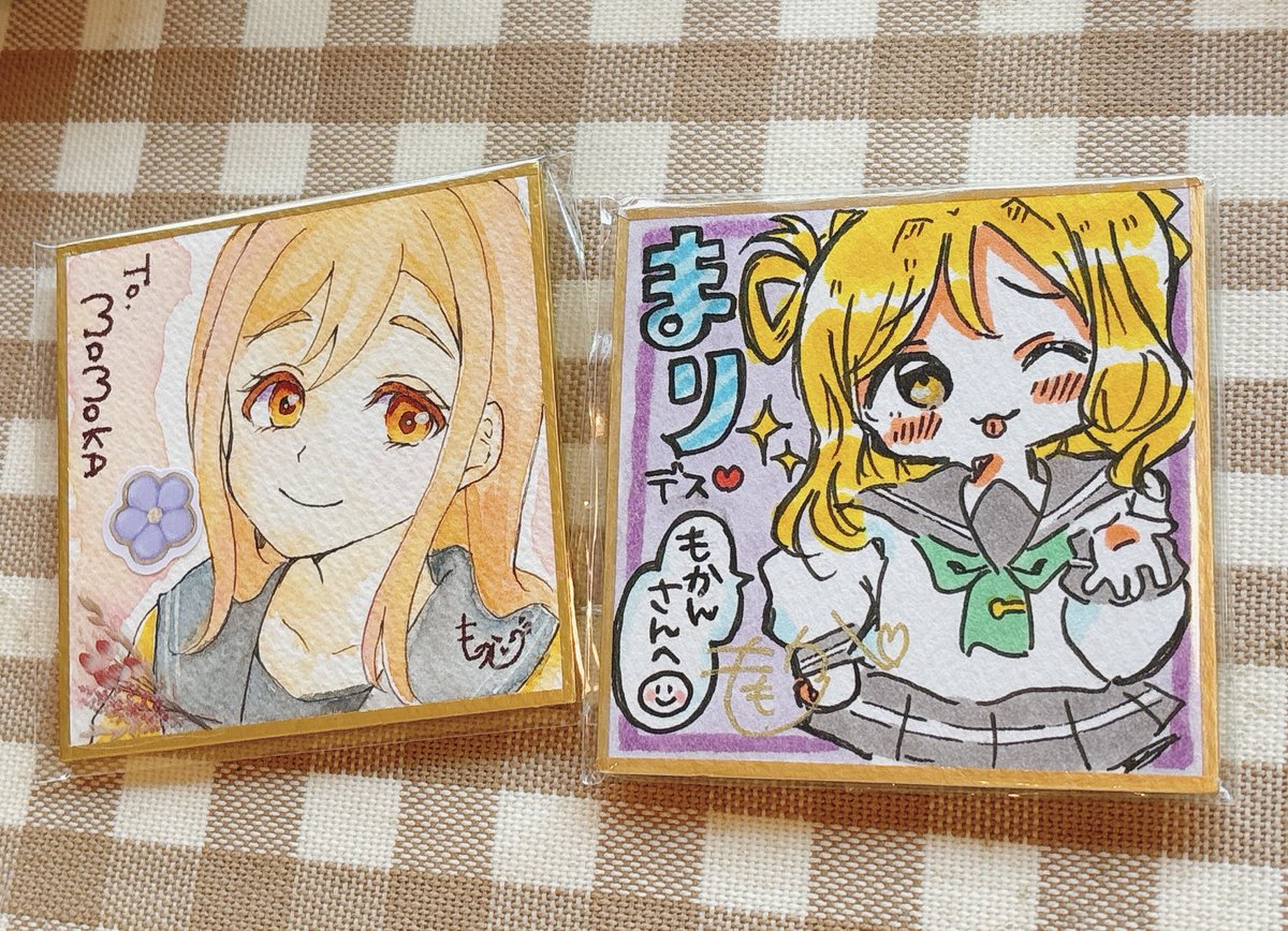 小原鞠莉 「ももかちゃんとデートしてきた 楽しかった 笑いすぎて暑いw 可愛い鞠莉さんの色紙」|🍏もかん🍏のイラスト