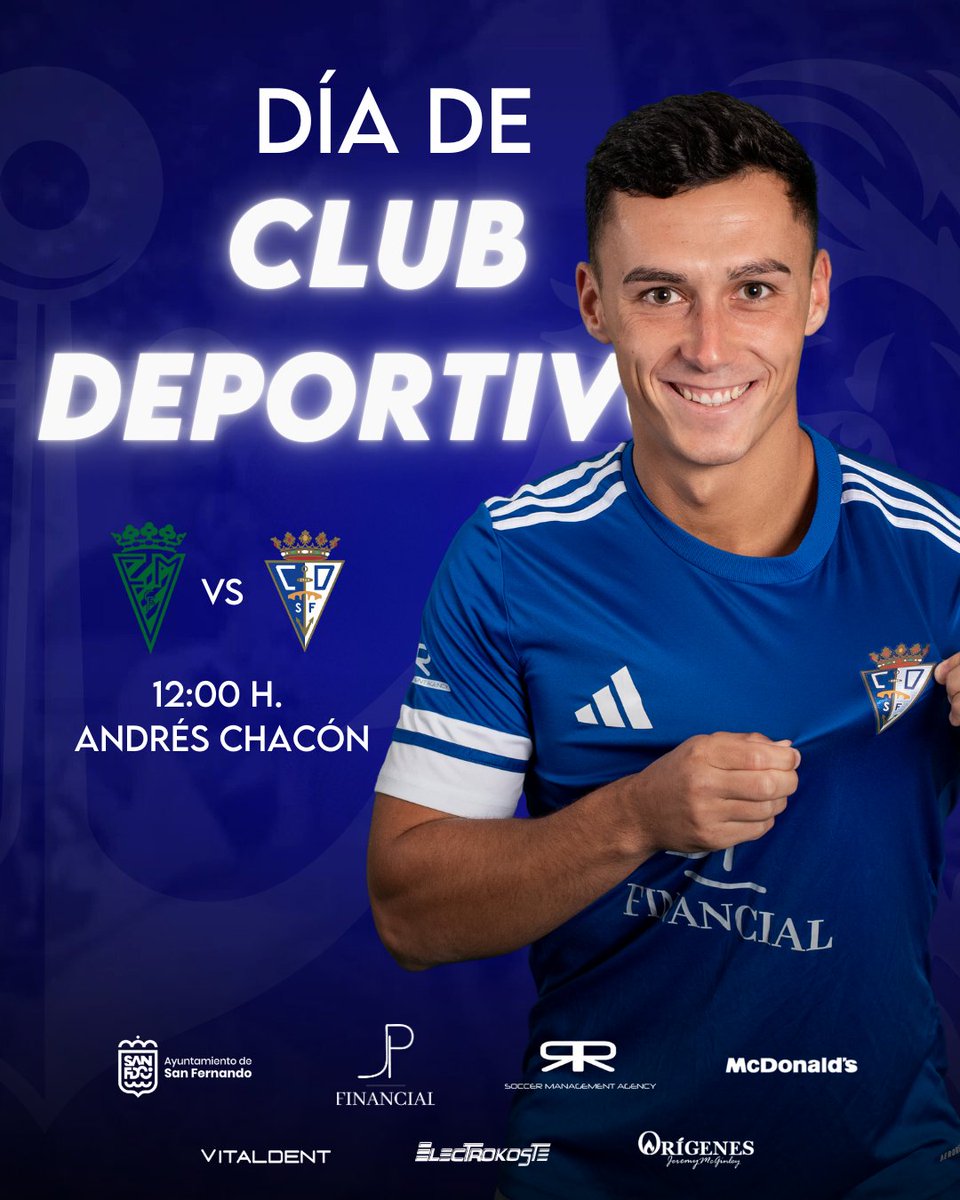 💙 ¡Hoy es 𝑫𝒊́𝒂 𝒅𝒆 𝑪𝒍𝒖𝒃 𝑫𝒆𝒑𝒐𝒓𝒕𝒊𝒗𝒐! 

🆚 Federico Mayo CF
🕙 12:00 h. 
🏟️ Andrés Chacón 
📅 Jornada 2
ℹ️ tinyurl.com/42p3z5mf

🦁 ¡Todos a La Barca, cañaíllas! 

#CDSanFernando1940