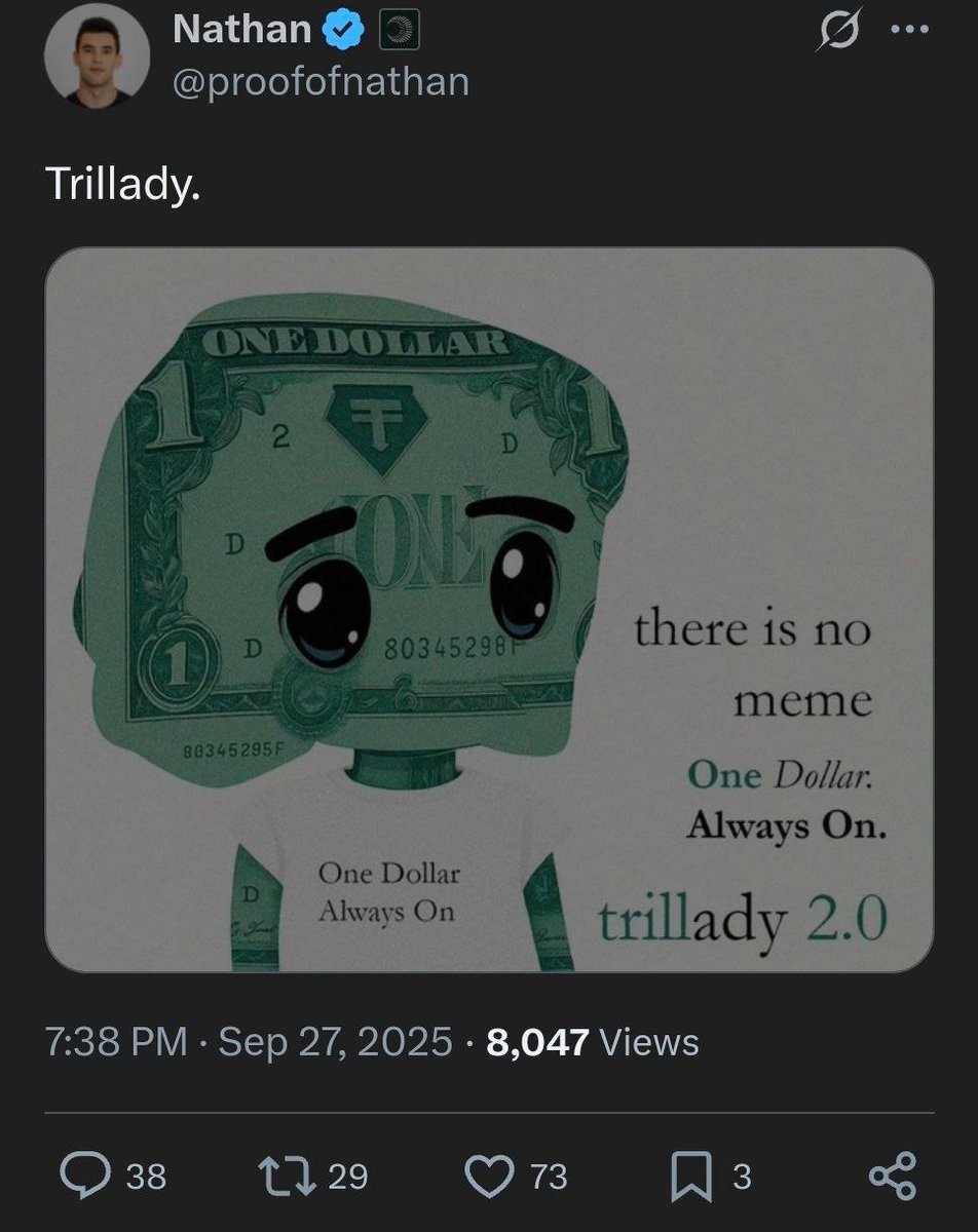 Time to heat Milady up 🔥

Same time yesterday we got a tweet from Nathan — head of Plasma — talking about Trillady… guess how today gonna go? 👀

CA: 0x2d3d4531dd9d314e6cce814e8dbc88652f8225ab

Chart: mevx.io/plasma/0x2D3d4…

TG: t.me/Trillady

Dex updated, trending