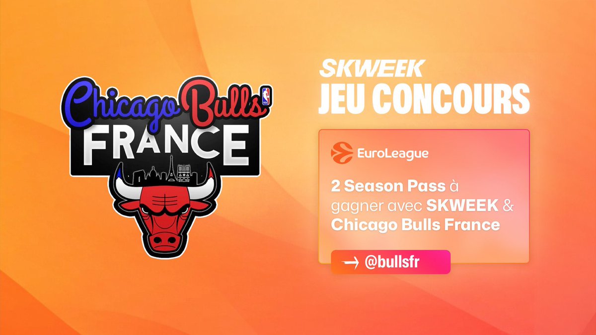 🎁 GIVEAWAY - 2 SKWEEK SEASON PASS à gagner avec <a href="/bullsfr/">Chicago Bulls France 🇫🇷</a> et <a href="/skweektv/">SKWEEK</a>  

La reprise de l’EuroLeague approche et pour l’occasion, on vous offre avec SKWEEK la chance de gagner un season pass pour regarder toute l’EuroLeague et les matchs de Bourg-en-Bresse en EuroCup cette saison