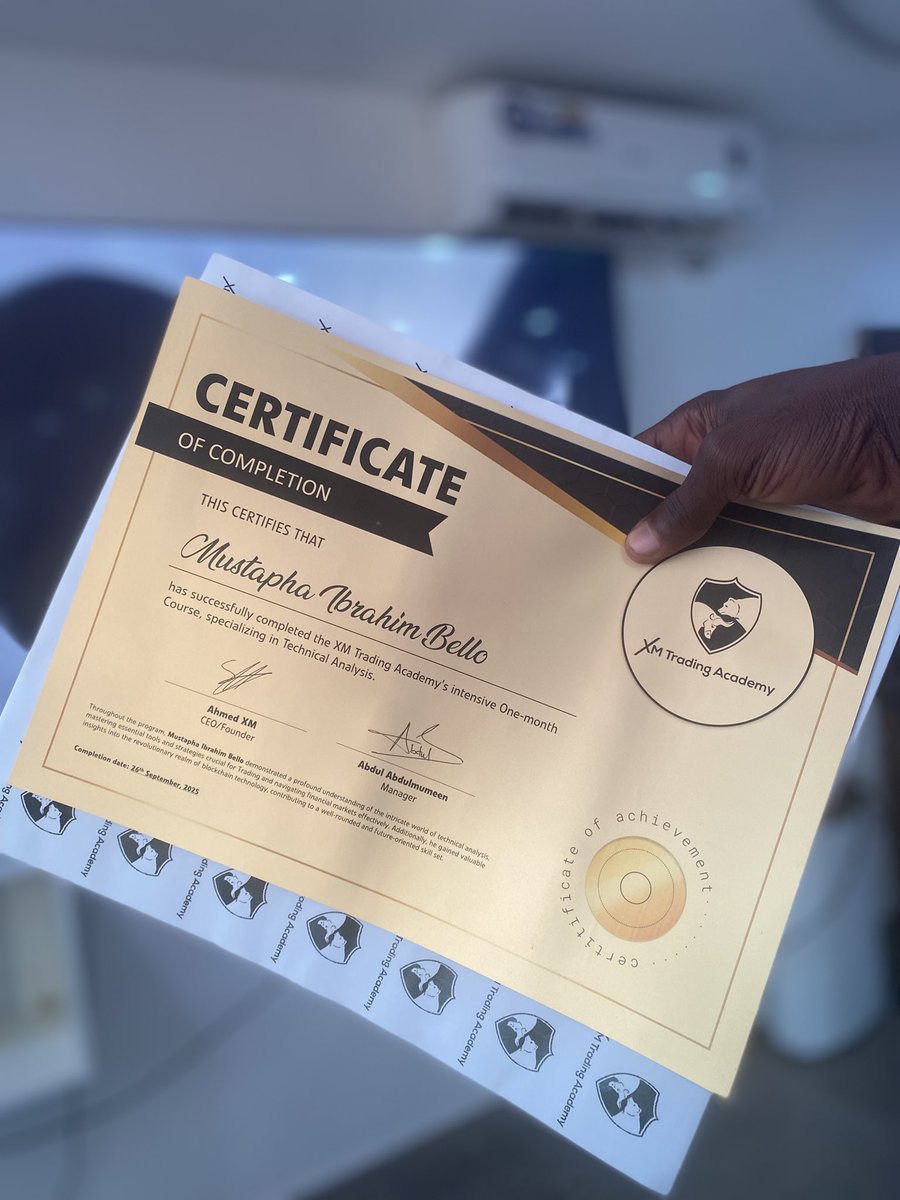 GM CT💜

I’m excited to share a big milestone in my trading journey!

After completing an intensive program at XM Trading Academy, I’m now officially a trained and certified Technical Analyst. 📊📈