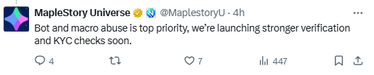 We have been playing with BOT for more than three months, and the price of NXPC has fallen by -40% in three months or -0.44444444% per day.

If the MSU team can 'COOK' MACRO/BOT users, NXPC will reverse. Let's see if <a href="/MaplestoryU/">MapleStory Universe</a>  serious about their promises.