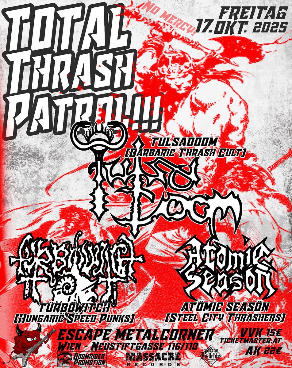 Next attack: Vienna, Austria!  🇦🇹 
#Thrashmetal #tulsadoom