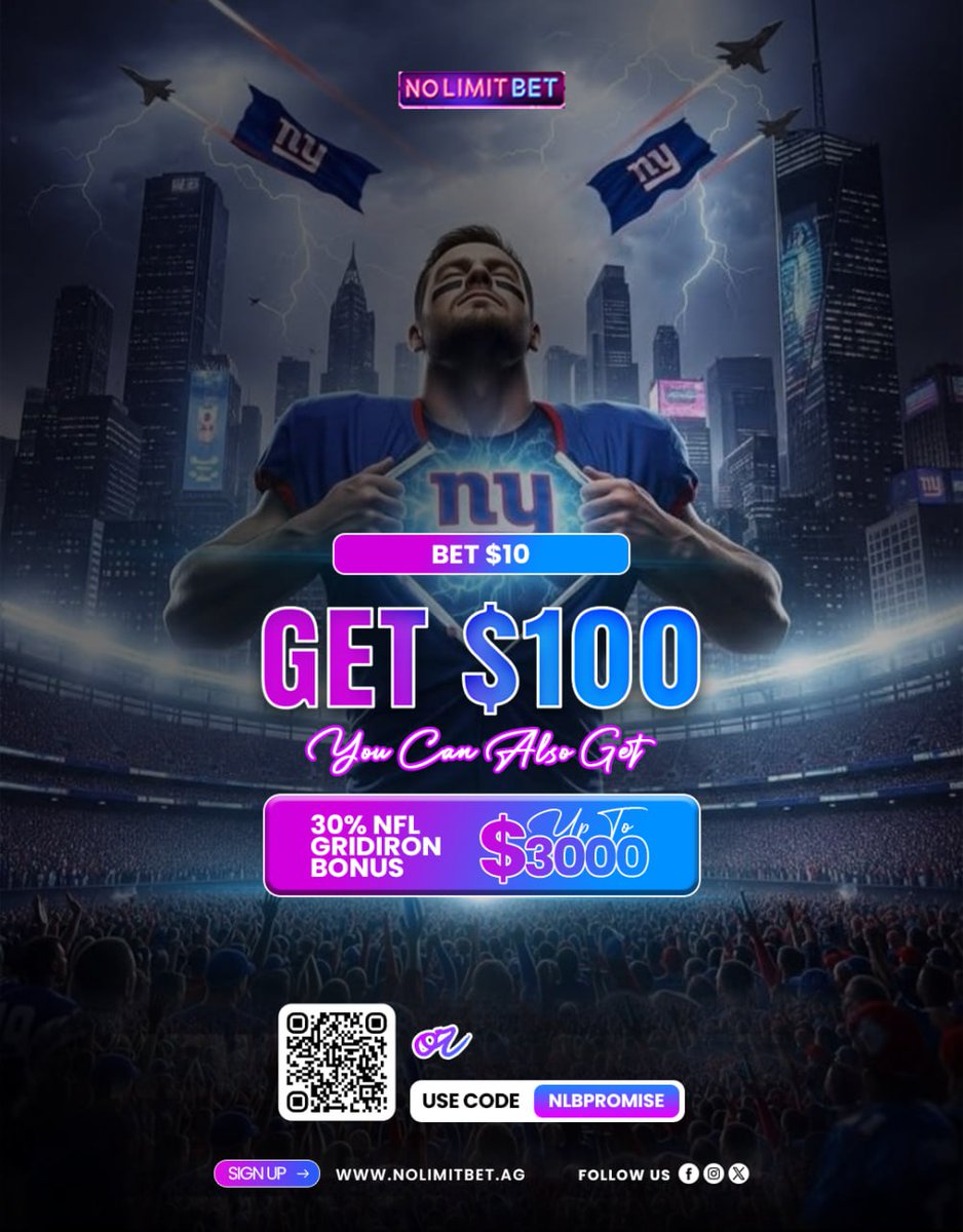 🔥 Bet $10 → Get $100! 🔥
Plus grab a 30% NFL Gridiron Bonus up to $3,000! 🏈💸
Don’t miss your chance to score BIG this season.

👉 Sign up now: nolimitbet.ag/?aff=NLBPROMISE

Use Code: NLBPROMISE

#NFL #SportsBetting #NoLimitBet #NFLBonus #BettingPromo