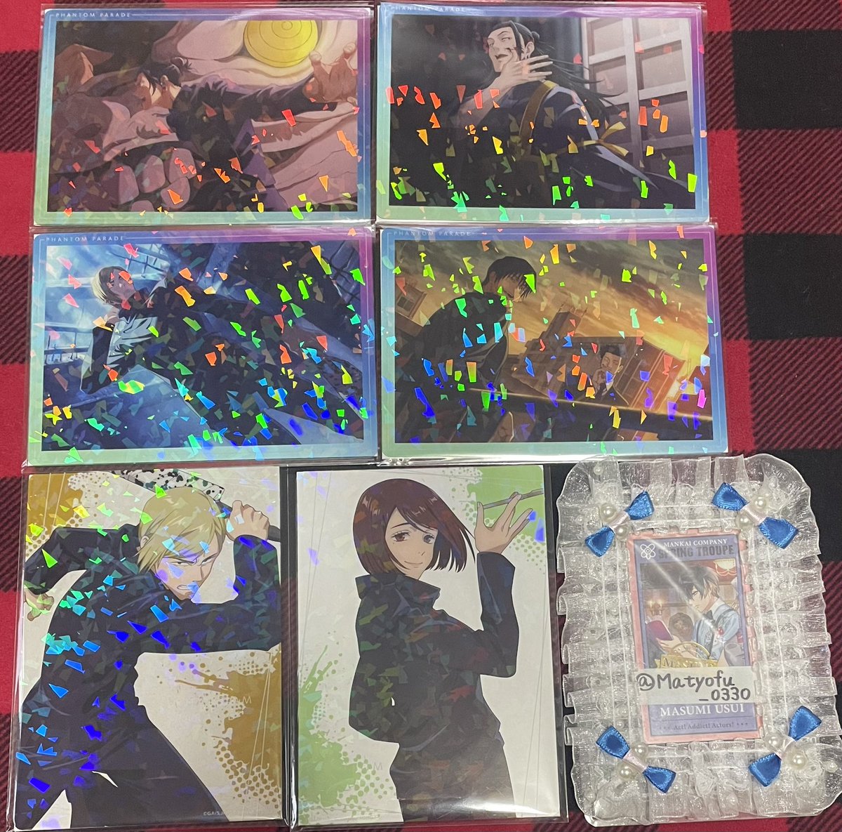 Machofu_0330's tweet image. 【交換】呪術廻戦 懐玉・玉折 ファントムパレード ファンパレ 幻影夜行本舗 クリアカード
譲▶︎夏油 七海 家入 甚爾
求▶天内>新入生歓迎会.ゲーセン>大富豪(各1枚)
✧身内分代理募集
✧👑1枚最優先で求めてます
✧夏油は♥️との交換
✧郵送のみ 複数まとめて希望
ご気軽にお声がけ下さい🙇🏻♀️՞