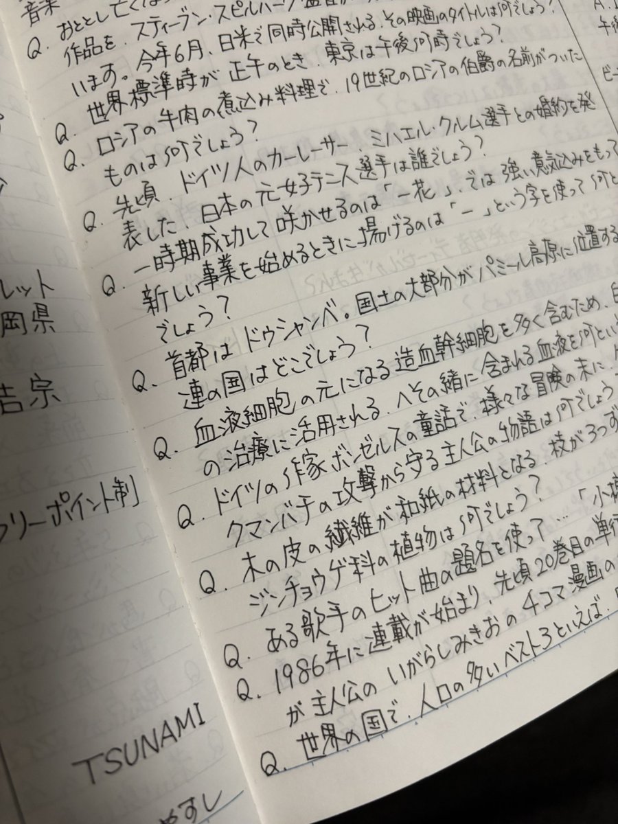 hdkdisk's tweet image. 昔のクイズ番組の勉強資料がいろいろ出てきました。ビデオテープを巻き戻しては書き、ビデオテープを巻き戻しては書き……を繰り返したものです。
こうして形に残っていると嬉しいですね😄